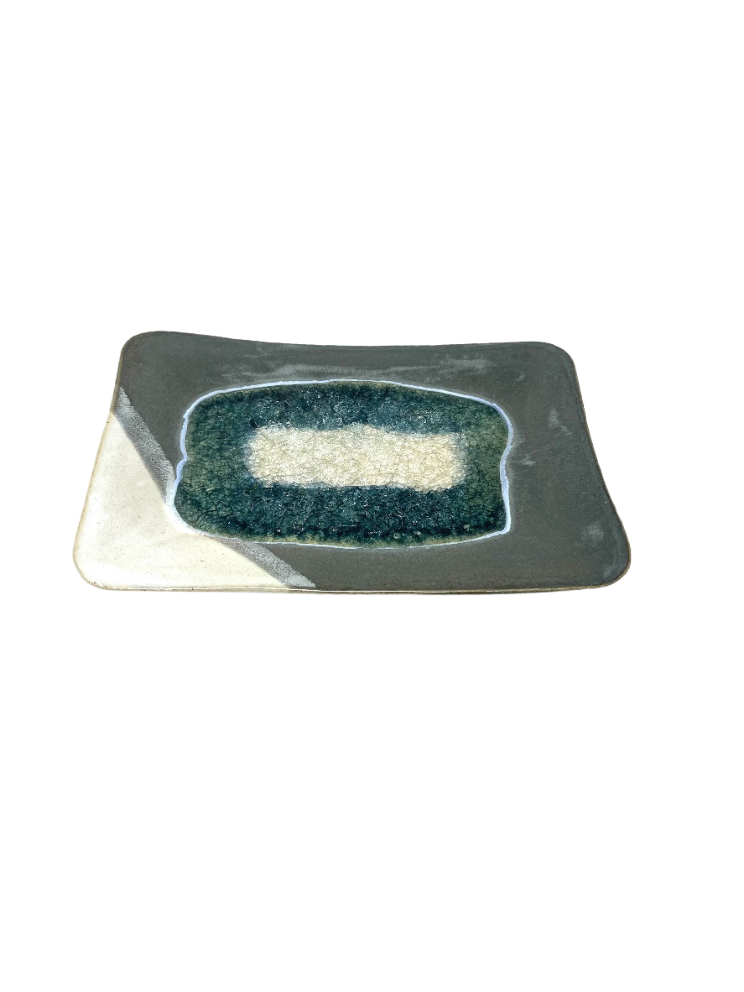Dock 6 Pottery Small Rectangle Tray w/glass - Grey & White - Gabrielle's Biloxi