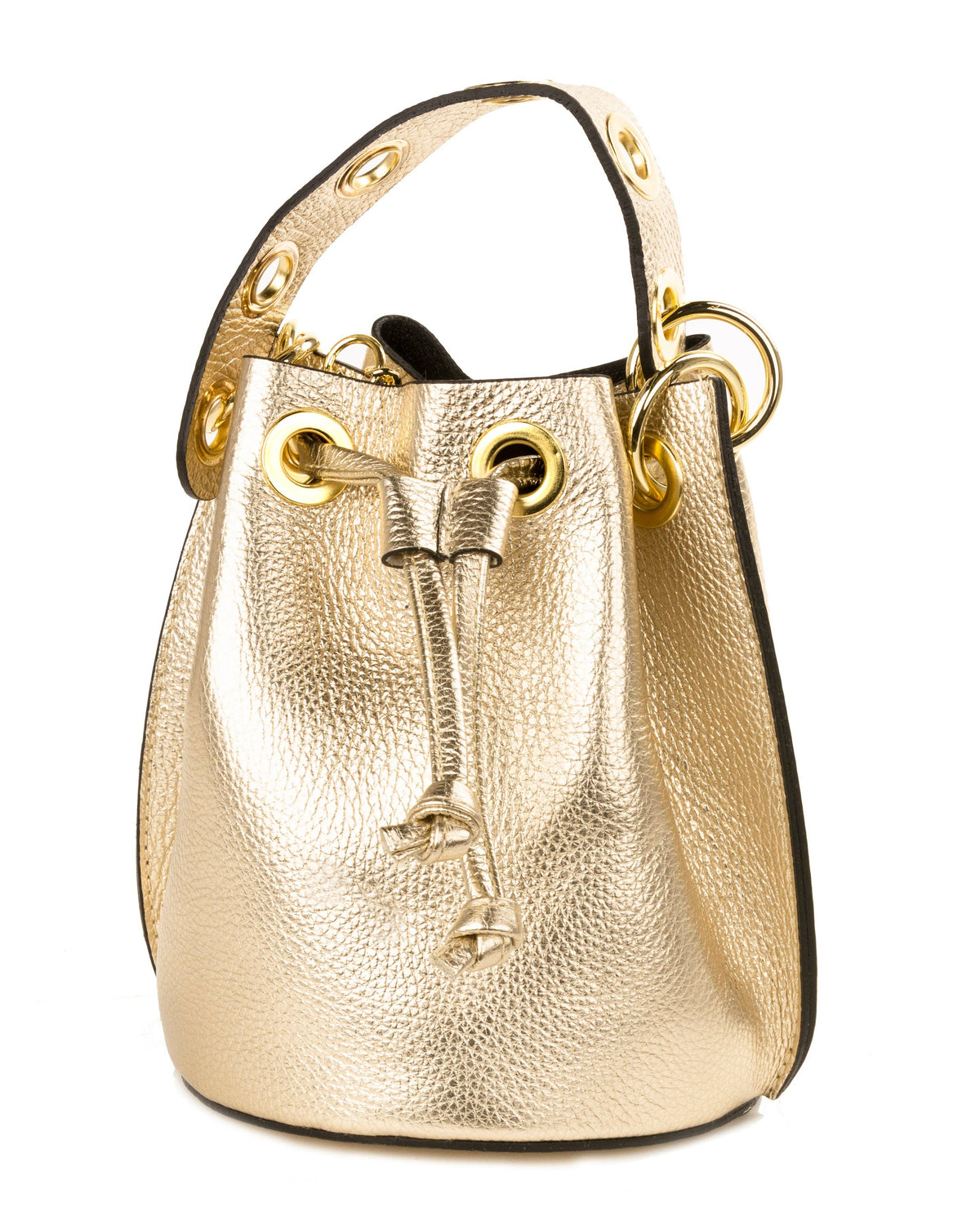 German Fuentes Italian Leather Bucket Bag - Gold - Gabrielle's Biloxi