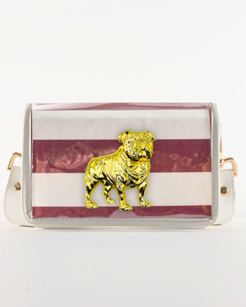 Petite Maroon Stripe Clear Stadium Bag - Bulldog