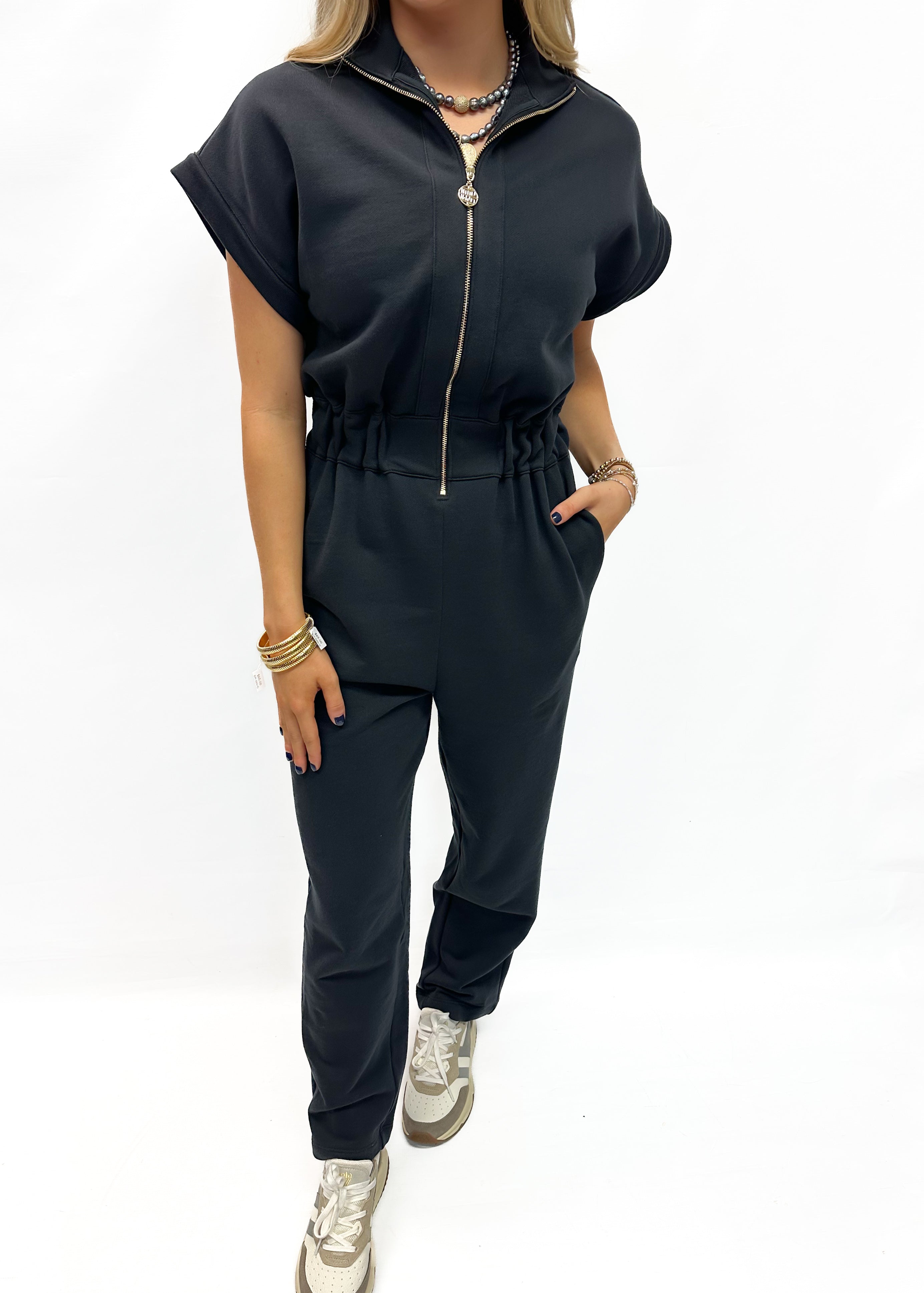 Emily McCarthy Poppy Jumpsuit - Black French Terry - Gabrielle's Biloxi