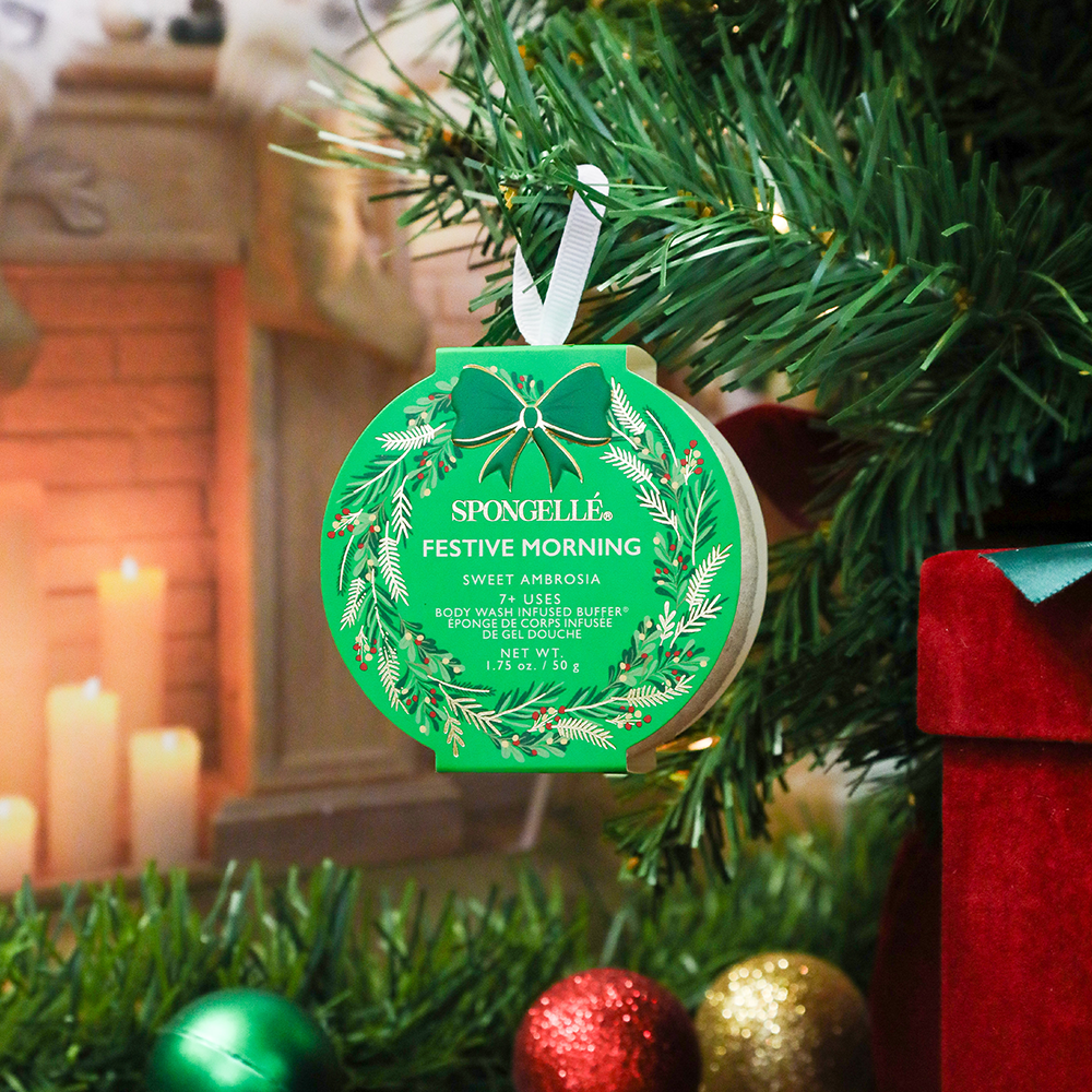 Spongellé Festive Morning Sweet Ambrosia Holiday Wreath Body Buffer - Gabrielle's Biloxi