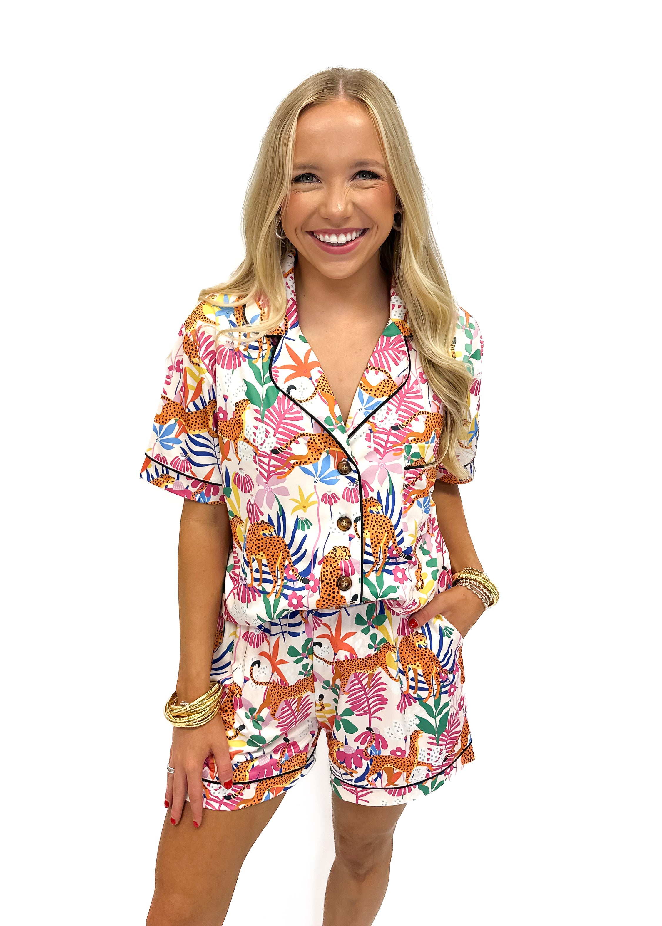 Tropical Cheetah Short Loung Set - Gabrielle's Biloxi