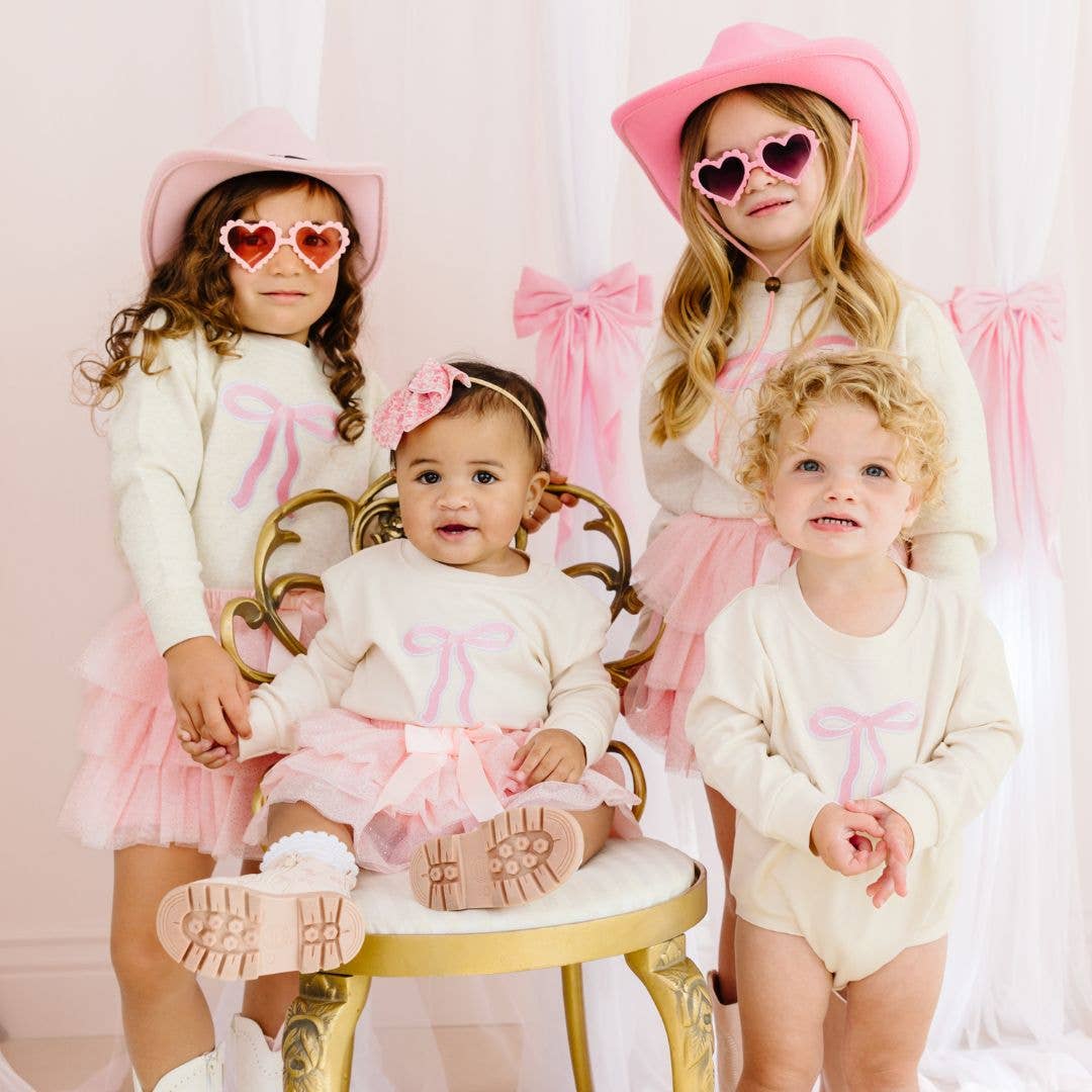 Coquette Bow Patch Long Sleeve Romper - Natural - Gabrielle's Biloxi