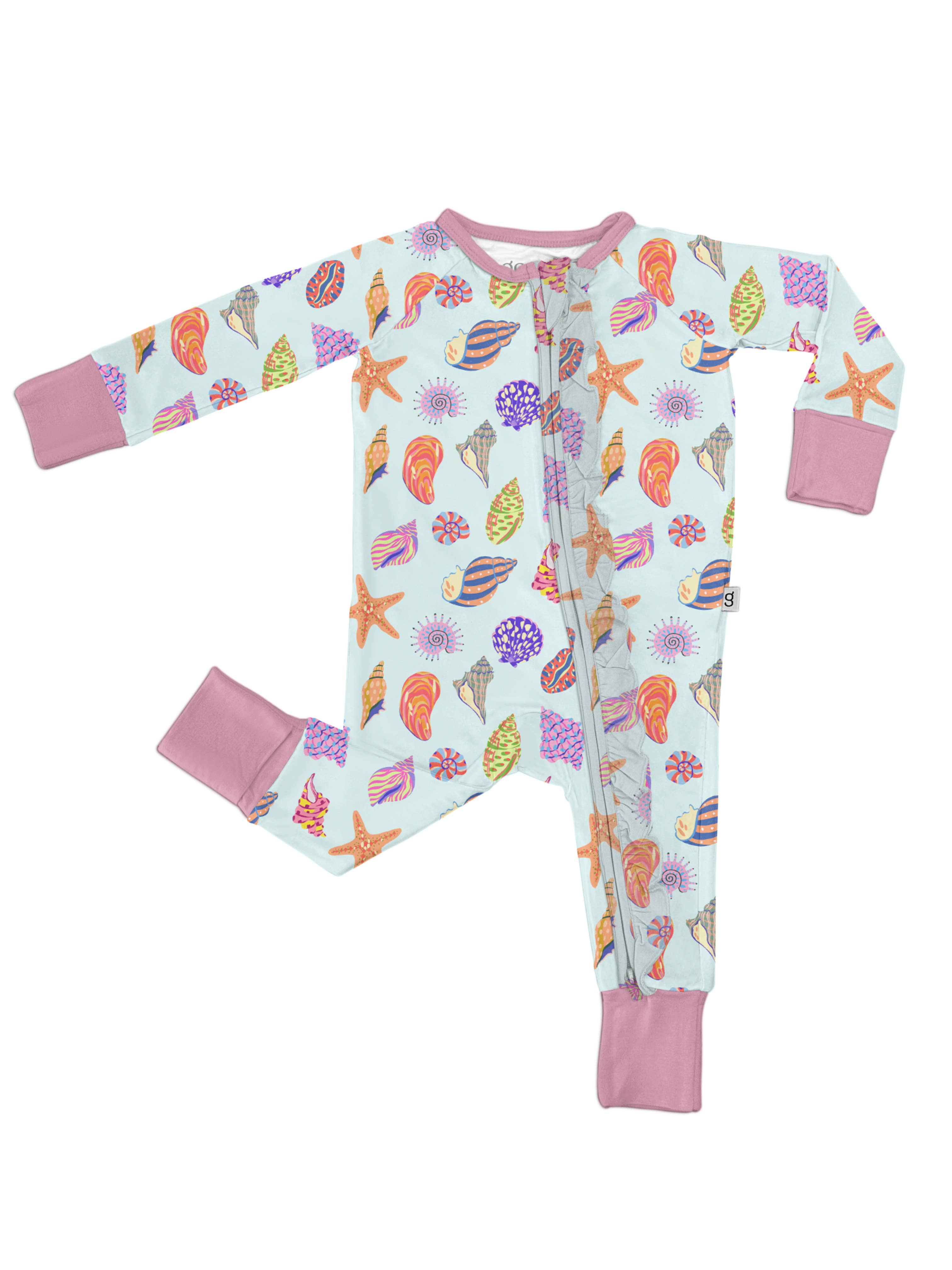 Beach Seashells - Zip Convertible Pajamas w/ Ruffles - Gabrielle's Biloxi