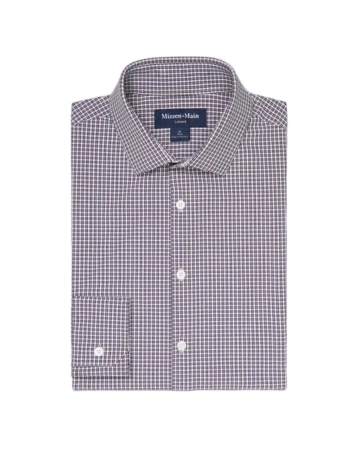 Mizzen+Main Leeward Trim LS Dress Shirt - Eggplant Winston Check