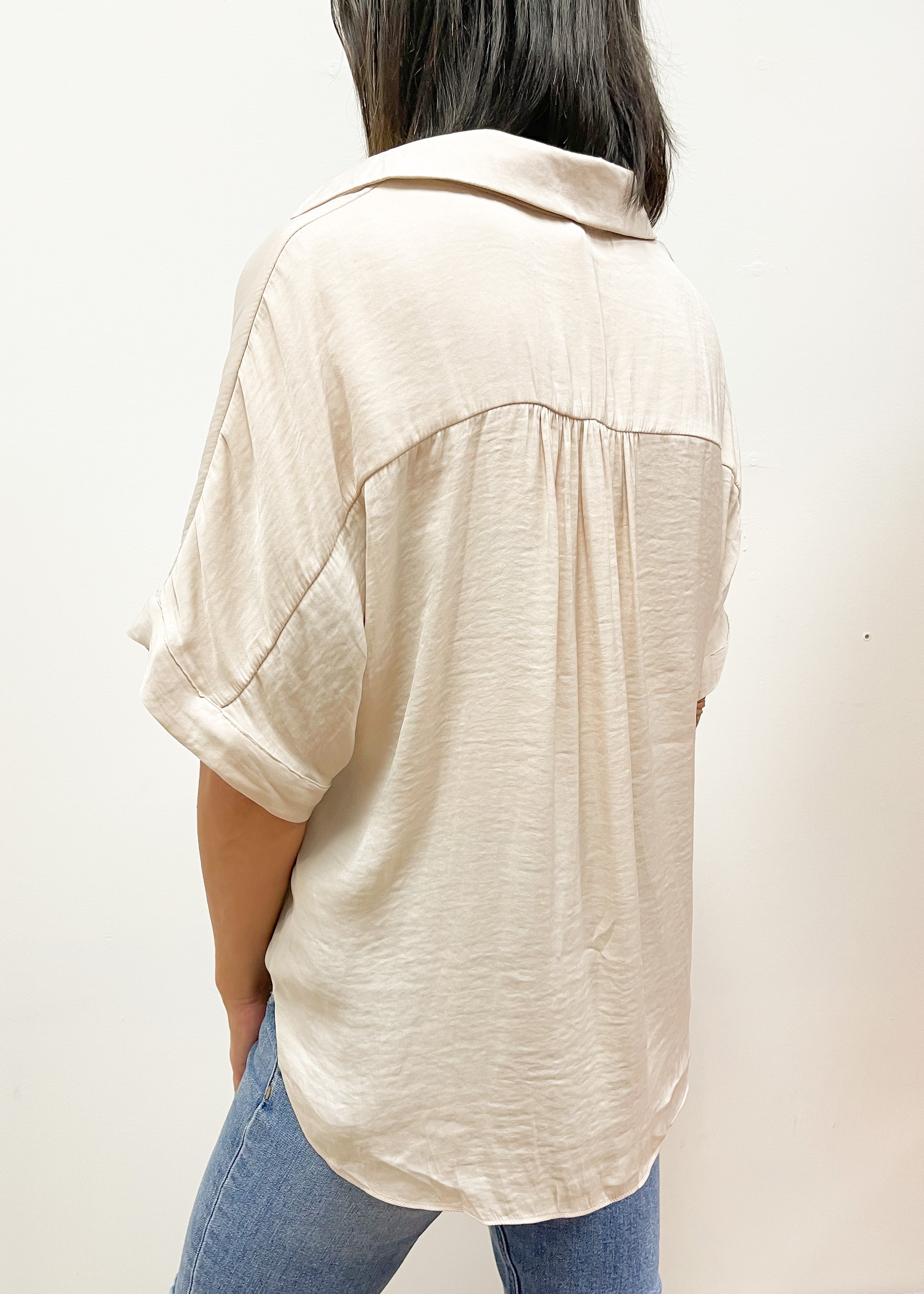 LBLOX V-Neck Collared Blouse - Ecru - Gabrielle's Biloxi