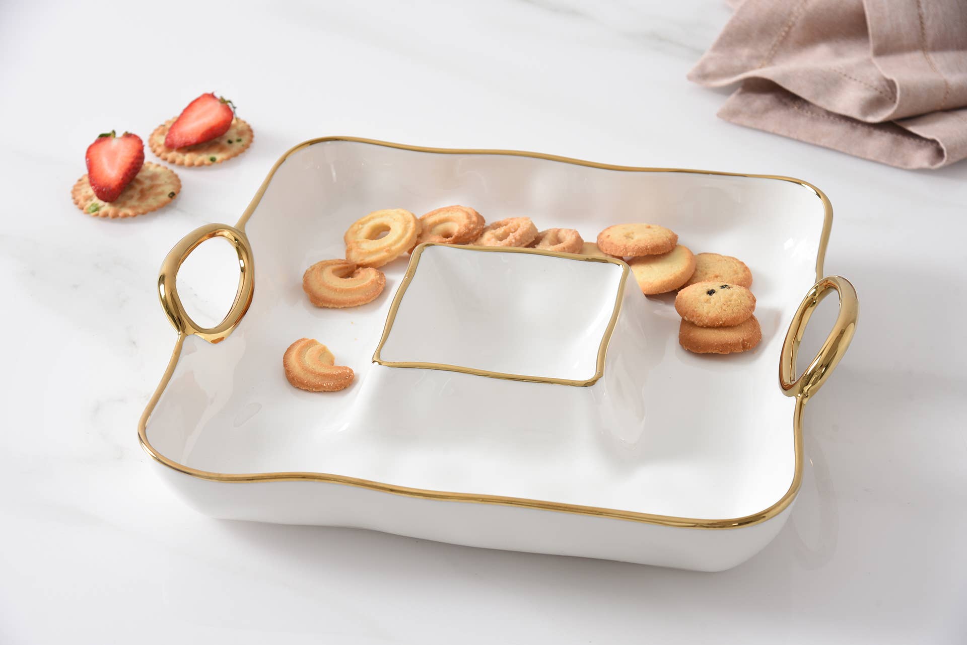 Pampa Bay Square Chip & Dip - Gold Handles - Gabrielle's Biloxi