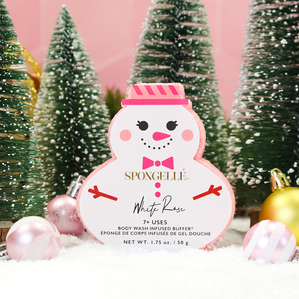 Spongellé White Rose Snowman Holiday Buffer - Gabrielle's Biloxi