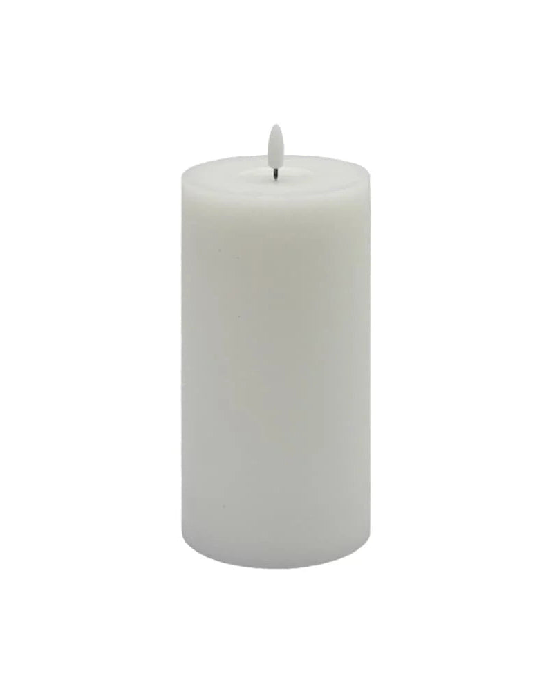 Large White Flameless Pillar Candle - White