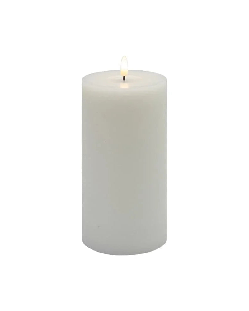 Large White Flameless Pillar Candle - White