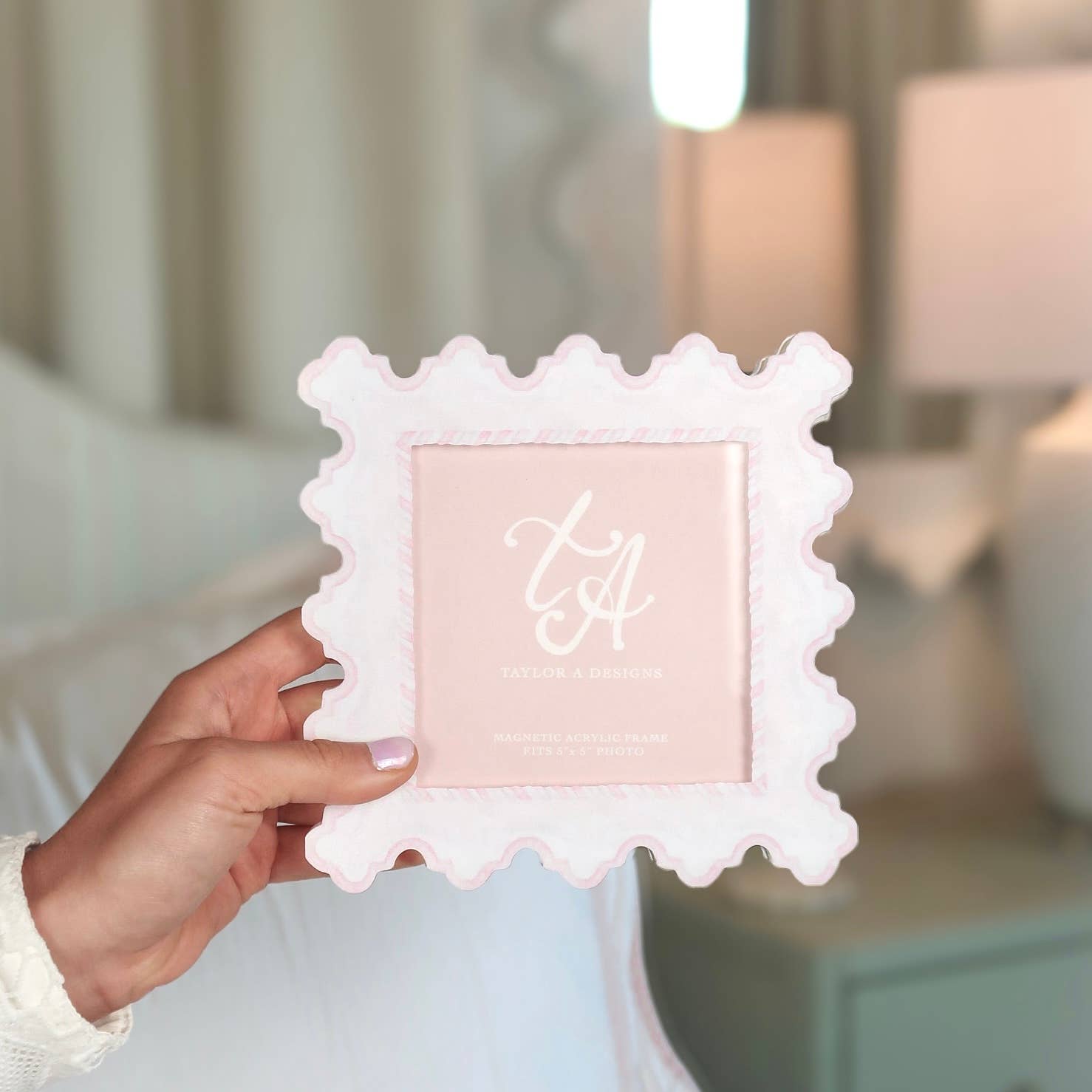 Acrylic Magnetic Frame - Pink & White - Gabrielle's Biloxi