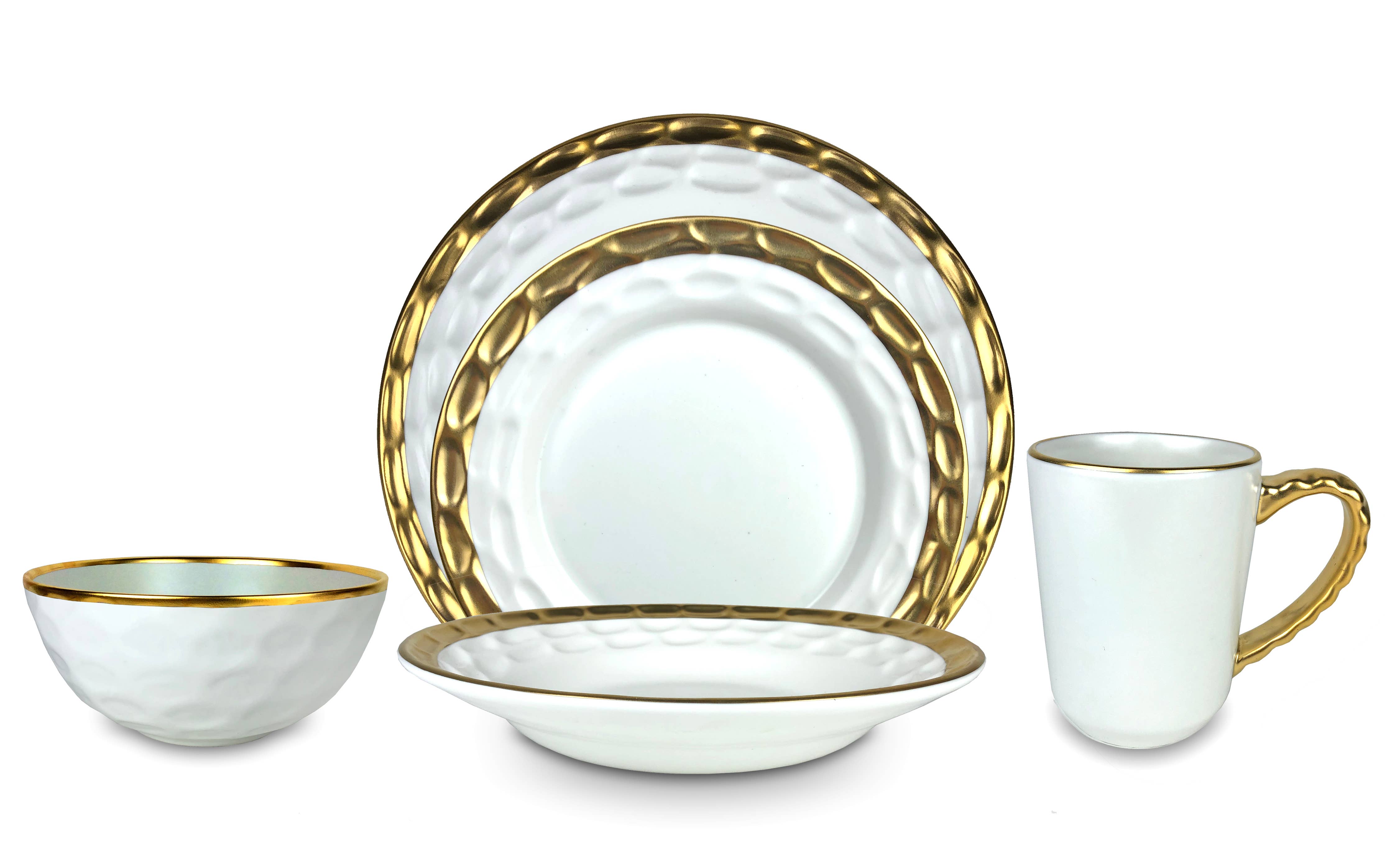 Truro Rimmed Dinner Bowl - Gold - Gabrielle's Biloxi