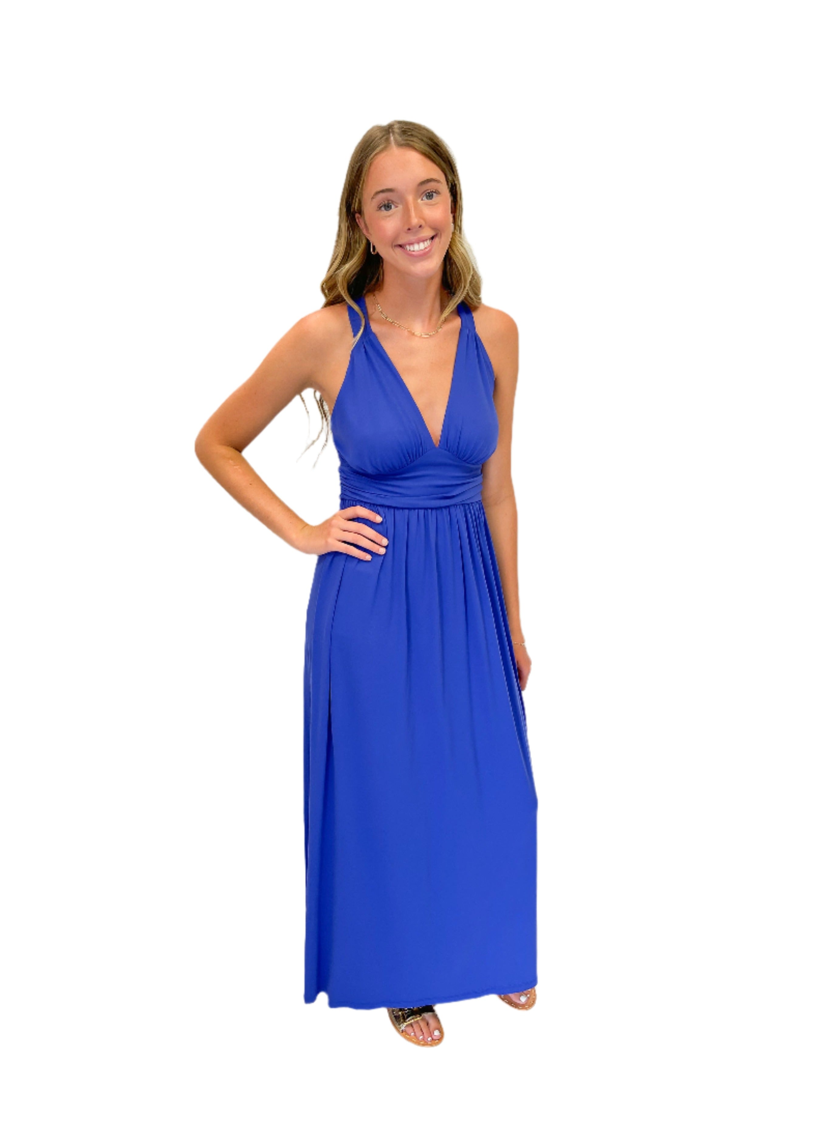 Susana Monaco Cross Back Gathered Dress 42" - Plum Wine - Gabrielle's Biloxi