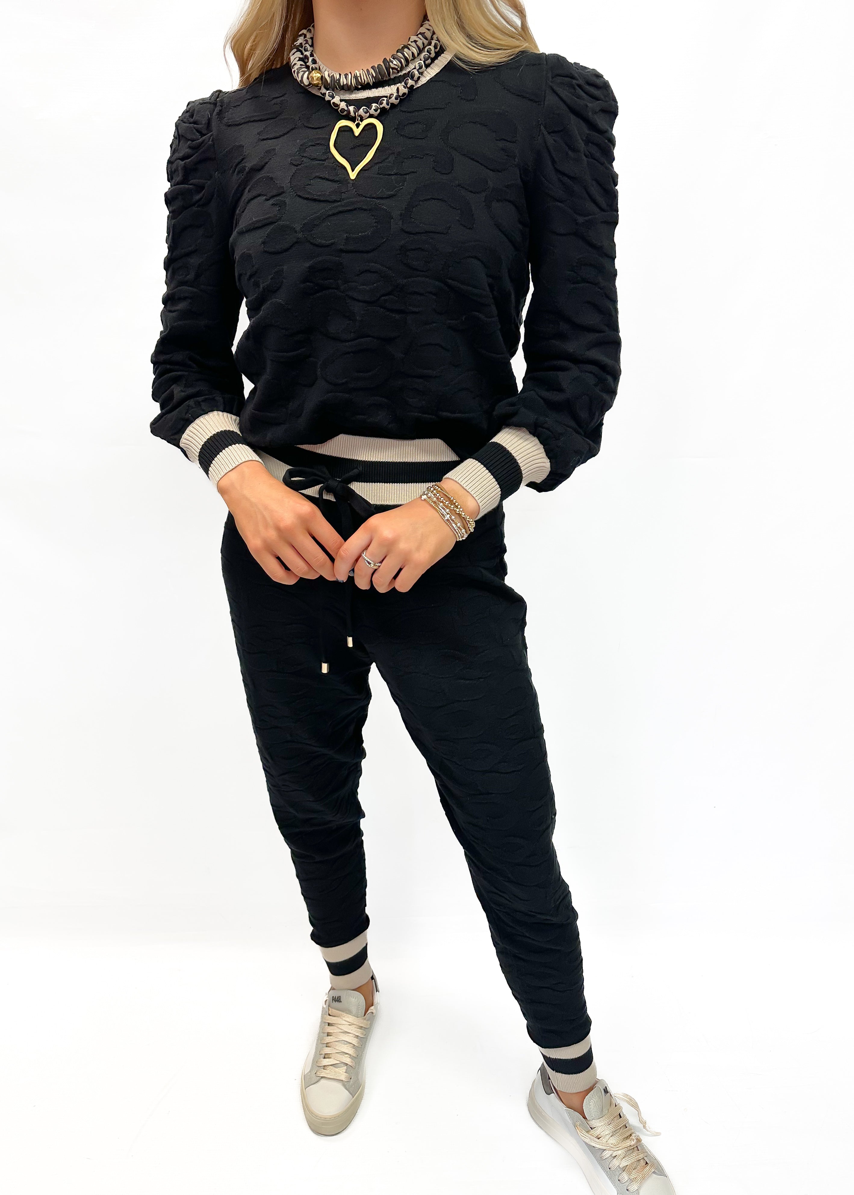 Emily McCarthy Downtown Jogger - Black Knit Cheetah - Gabrielle's Biloxi