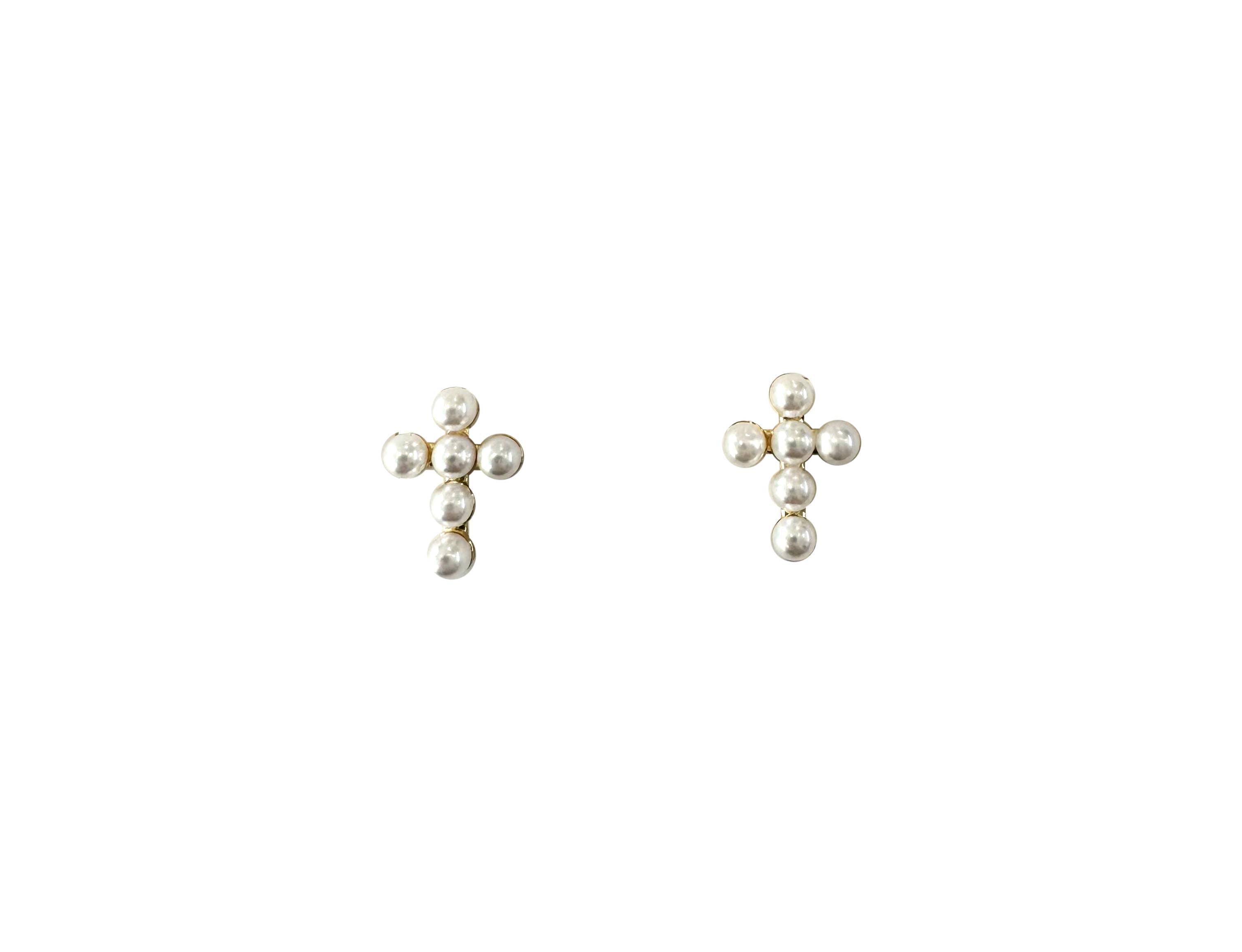 Mini Pearl Cross Stud - Gabrielle's Biloxi