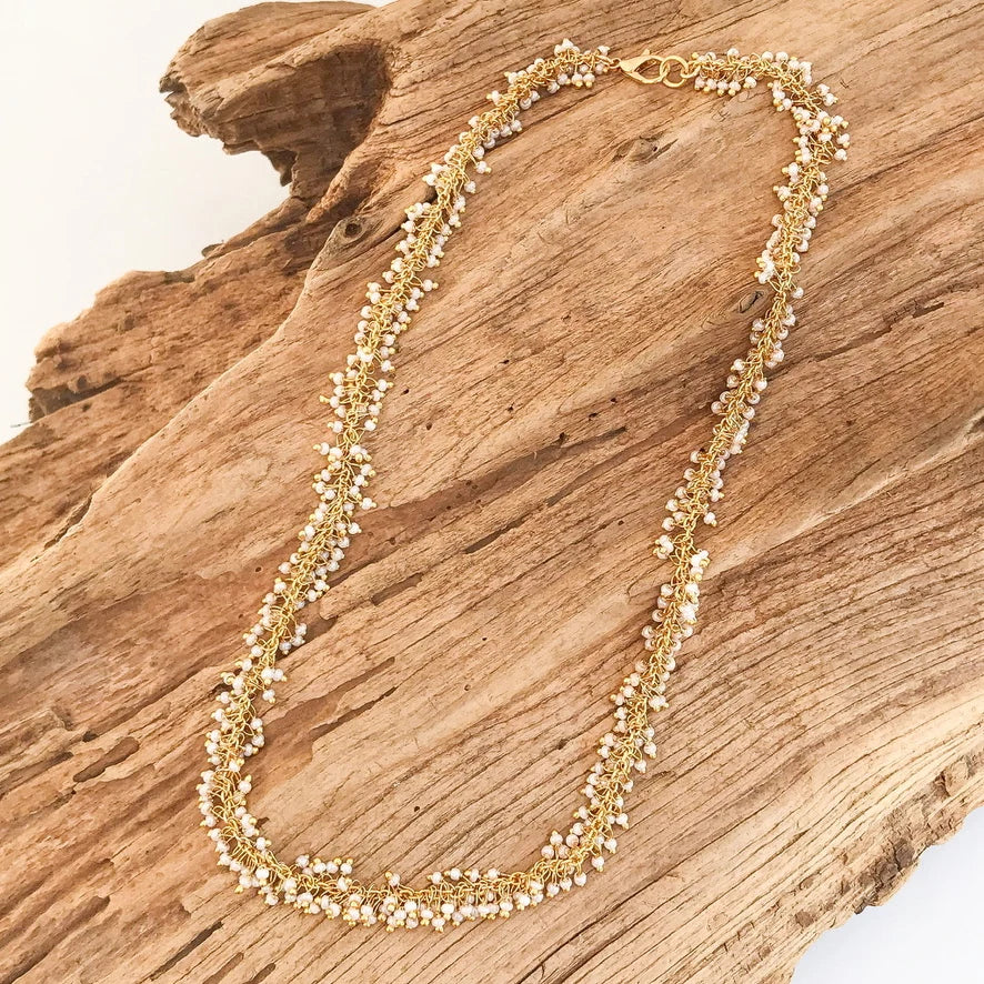 Virtue Small Custer Rosary Necklace - Pearl