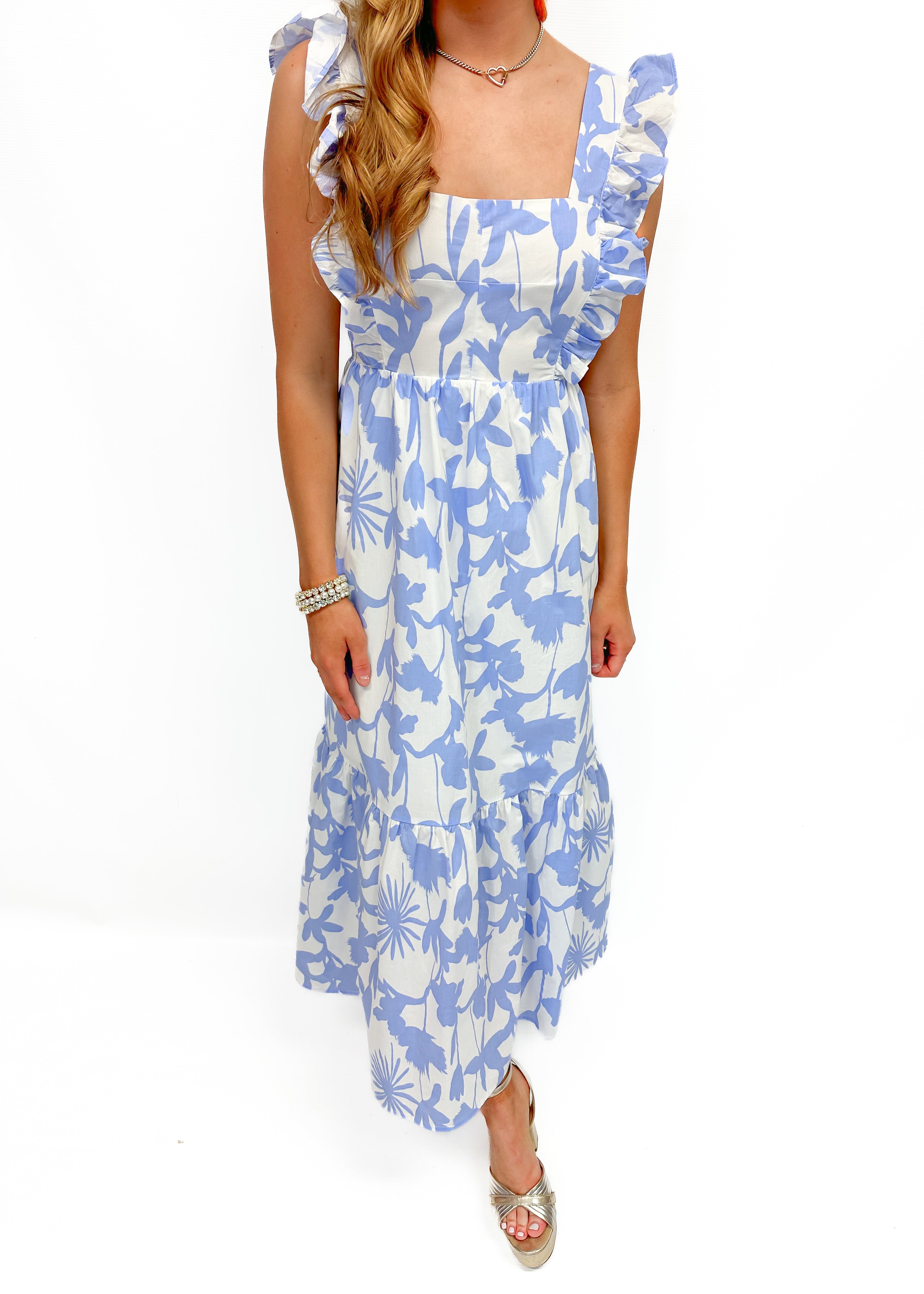 LBLOX Ruffle Midi Dress - Blue - Gabrielle's Biloxi