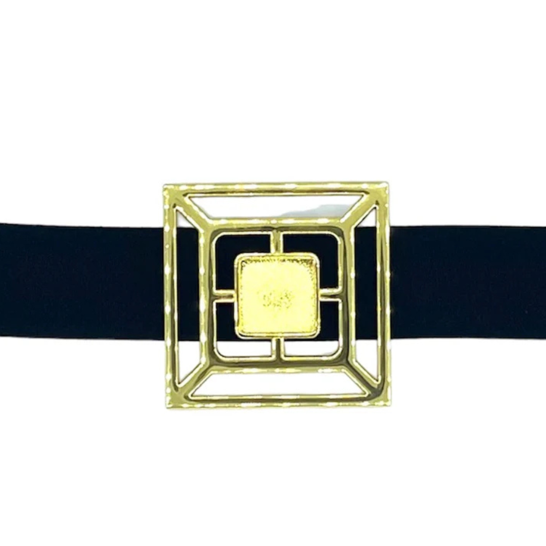 Fretwork Medallion Belt Buckle - Gold - Gabrielle's Biloxi