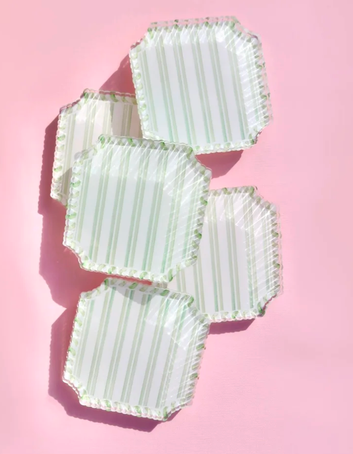 Acrylic Green & White Striped Coaster - Gabrielle's Biloxi