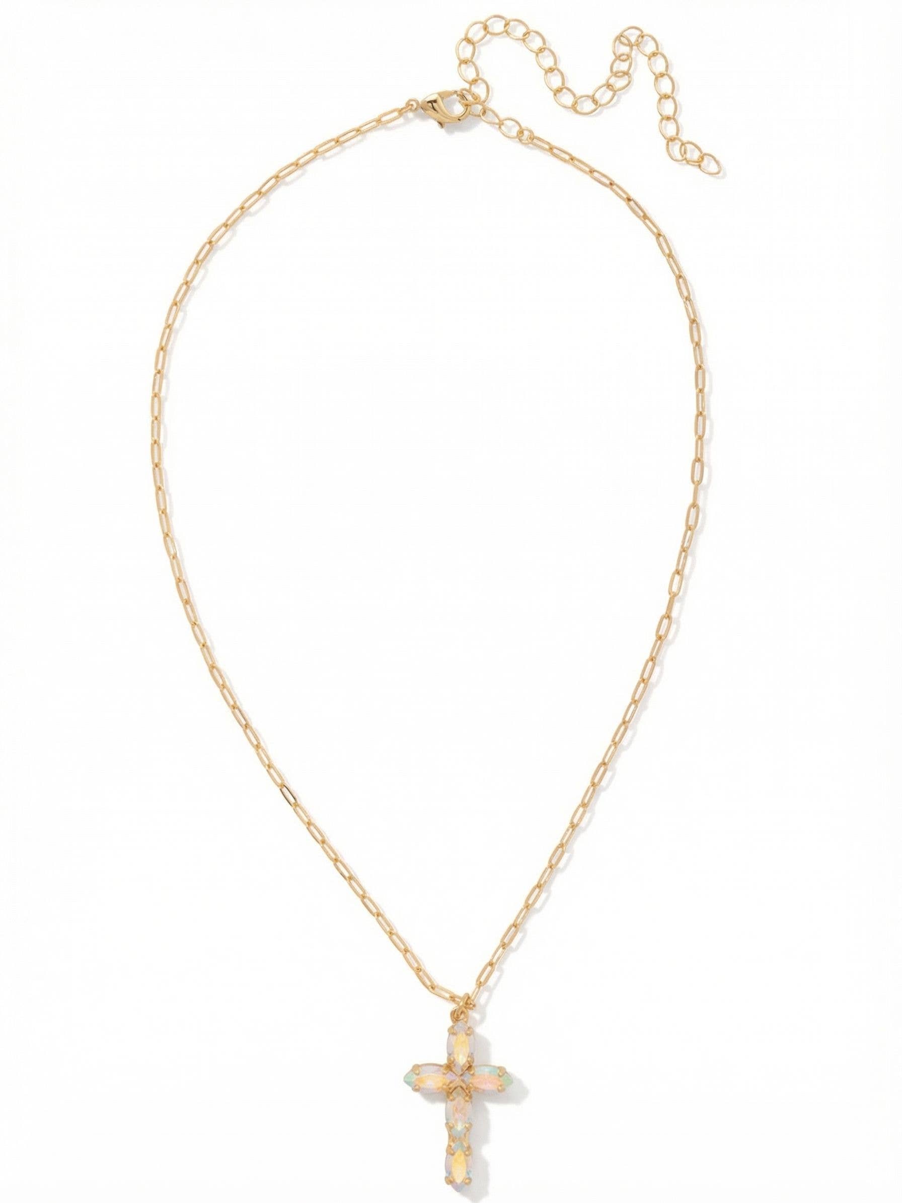 Sorrelli Clarissa Cross Pendant Necklace - Crystal Aurora Borealis