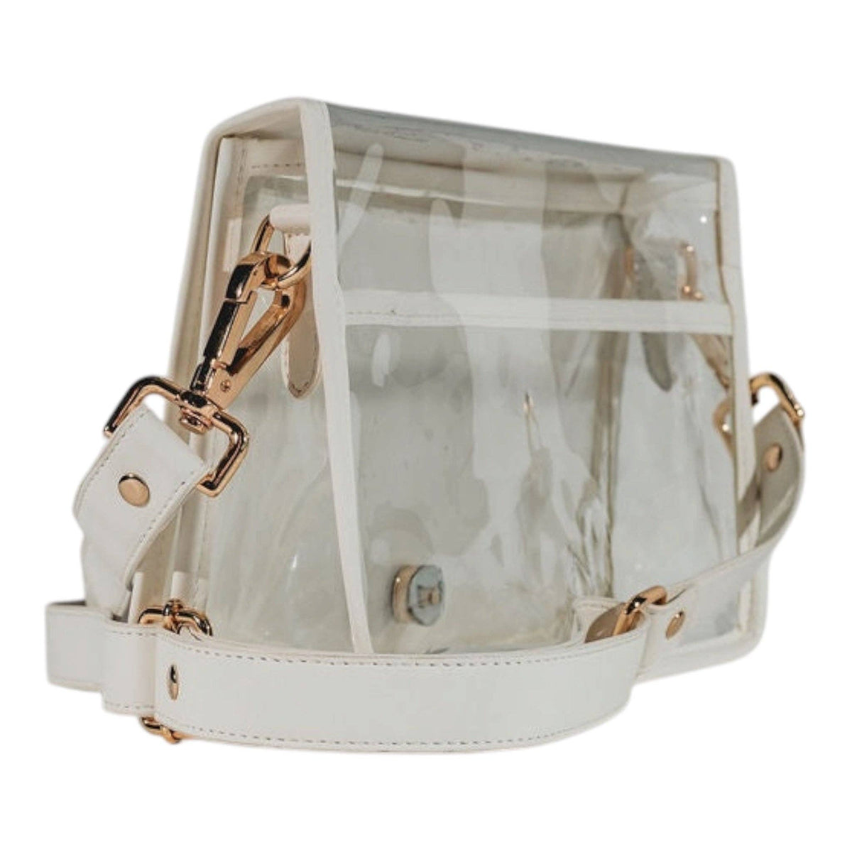 Maroon Stripe Clear Stadium Bag with Bulldog - White Trim