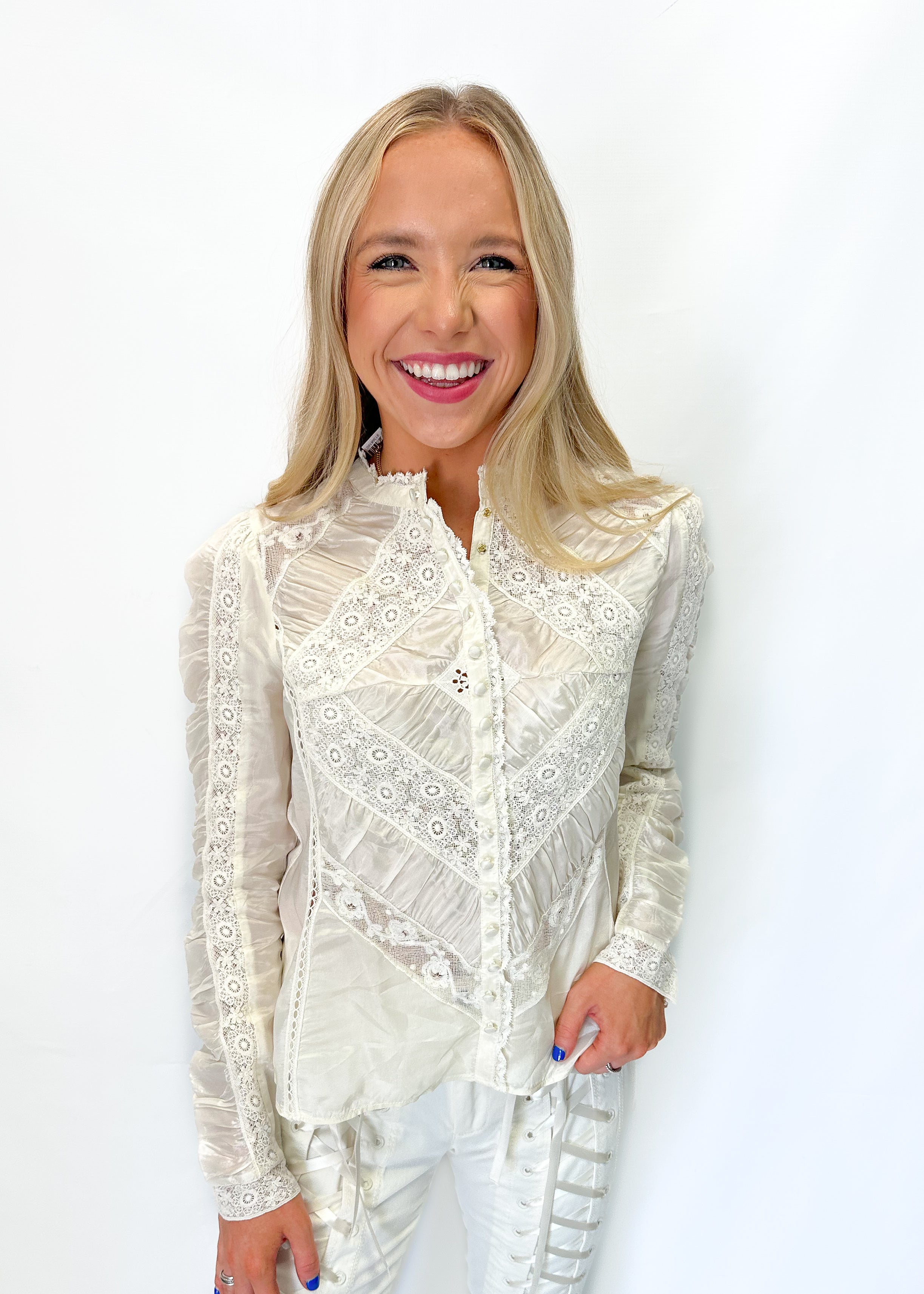 Love Shack Fancy Isaline Top - Off White - Gabrielle's Biloxi