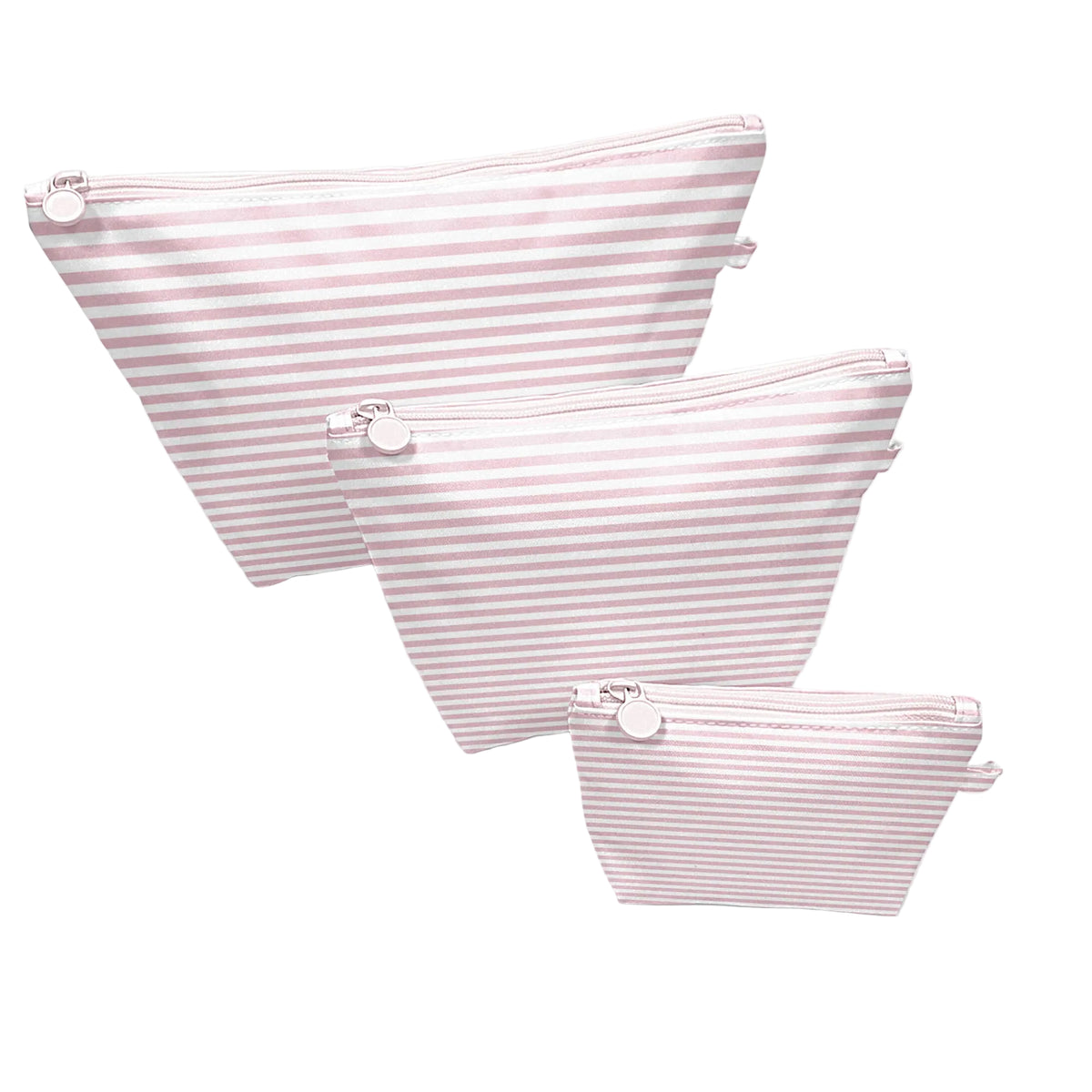 Pink Stripes Easy Clean Wipeable Pouch (Set of 3)