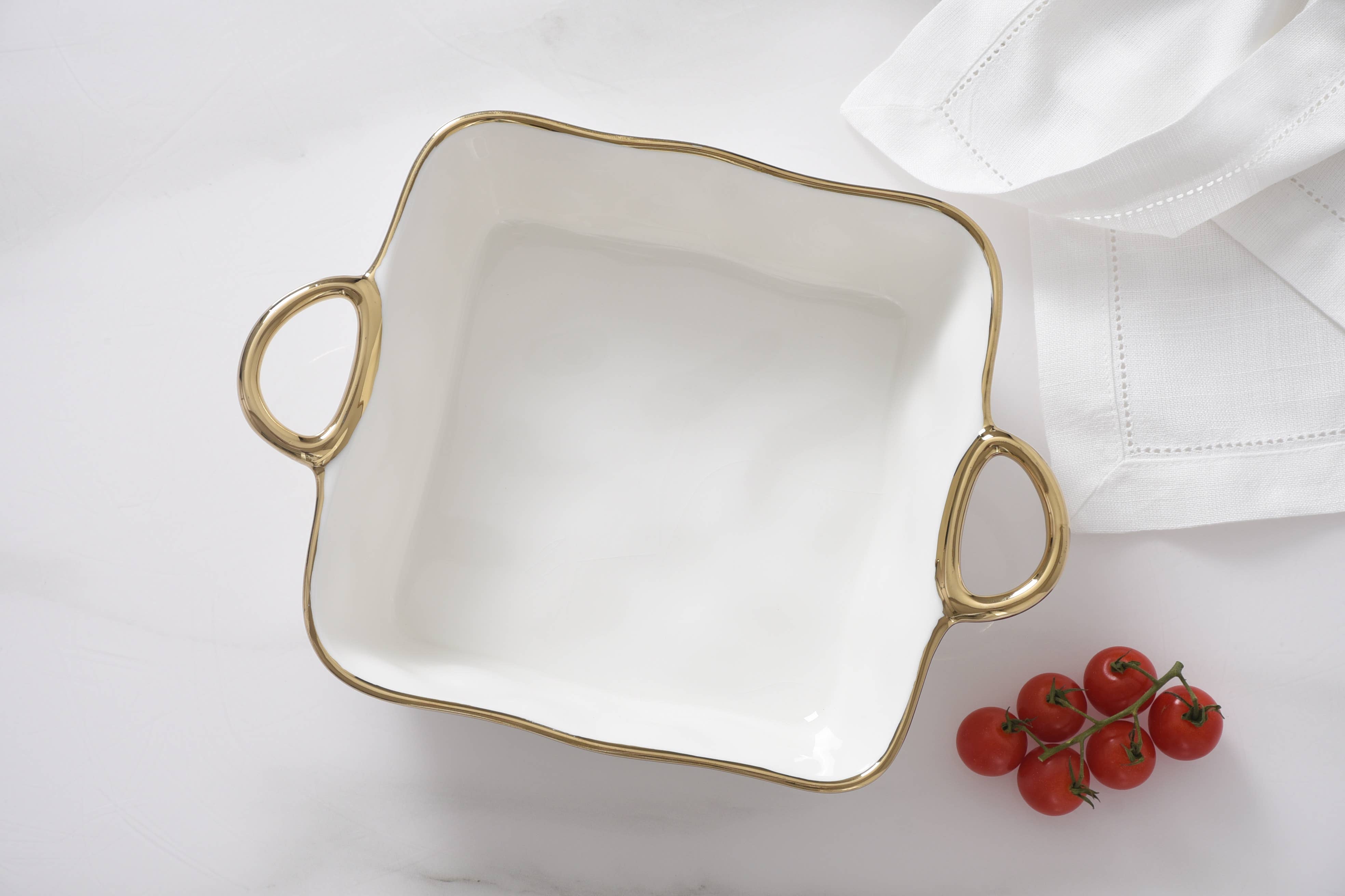 Pampa Bay Square Baking Dish - White & Gold - Gabrielle's Biloxi