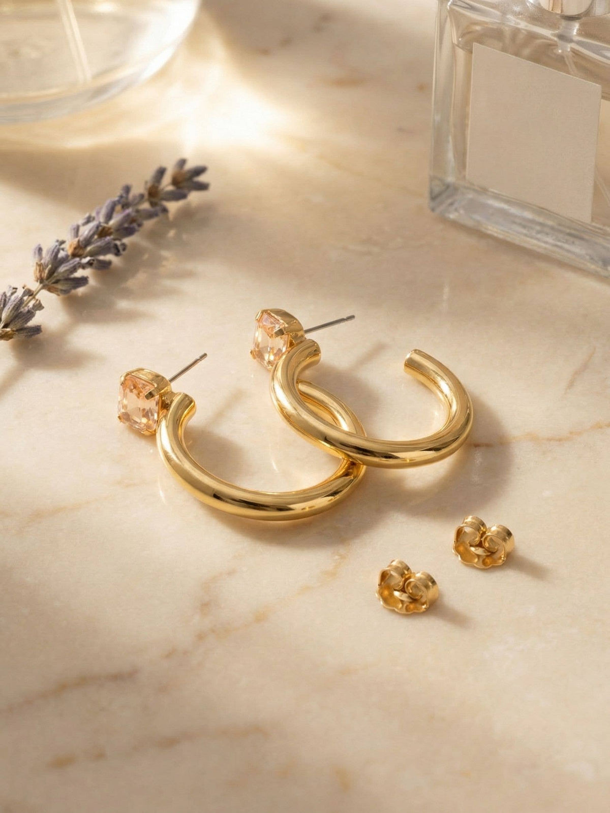 Keeley Emerald Cut Hoop Earrings - Golden Shadow