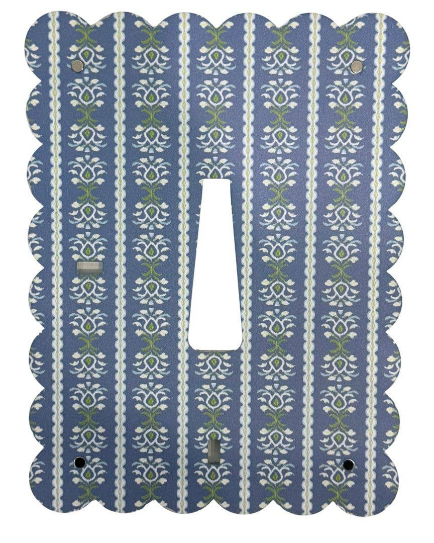 Laura Park Scalloped Picture Frame - Rosemary Stripe Indigo
