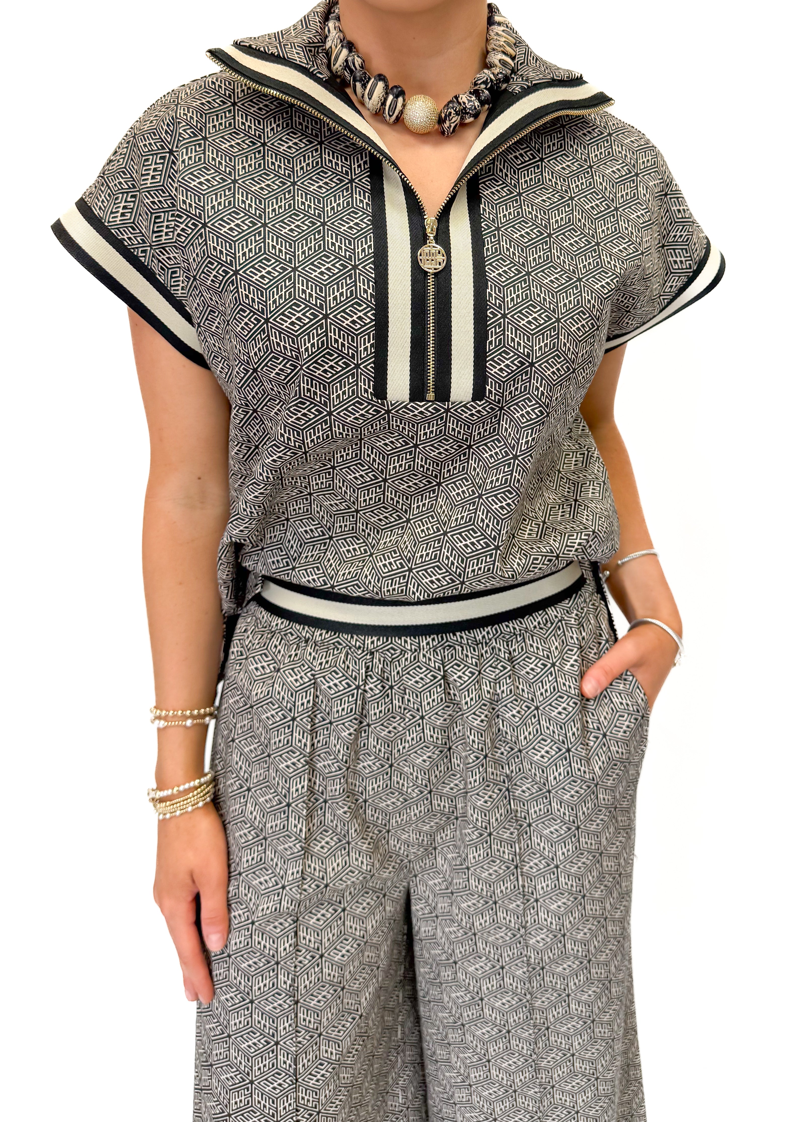 Emily McCarthy Poppy Pullover - Black Tonal Monogram - Gabrielle's Biloxi