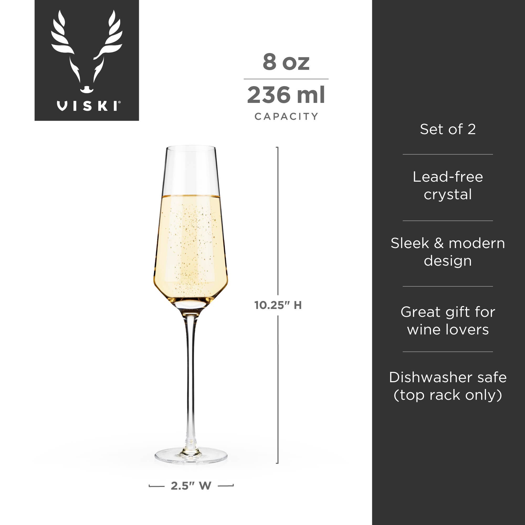Raye™ Angled Crystal Champagne Flutes Set of 2