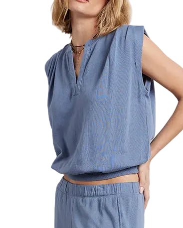 Bobi Gwen Split Neck Tee - Dark Cloud - Gabrielle's Biloxi