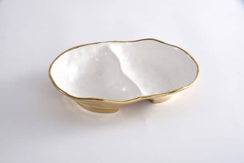 Pampa Bay 2 Section Server - White & Gold - Gabrielle's Biloxi