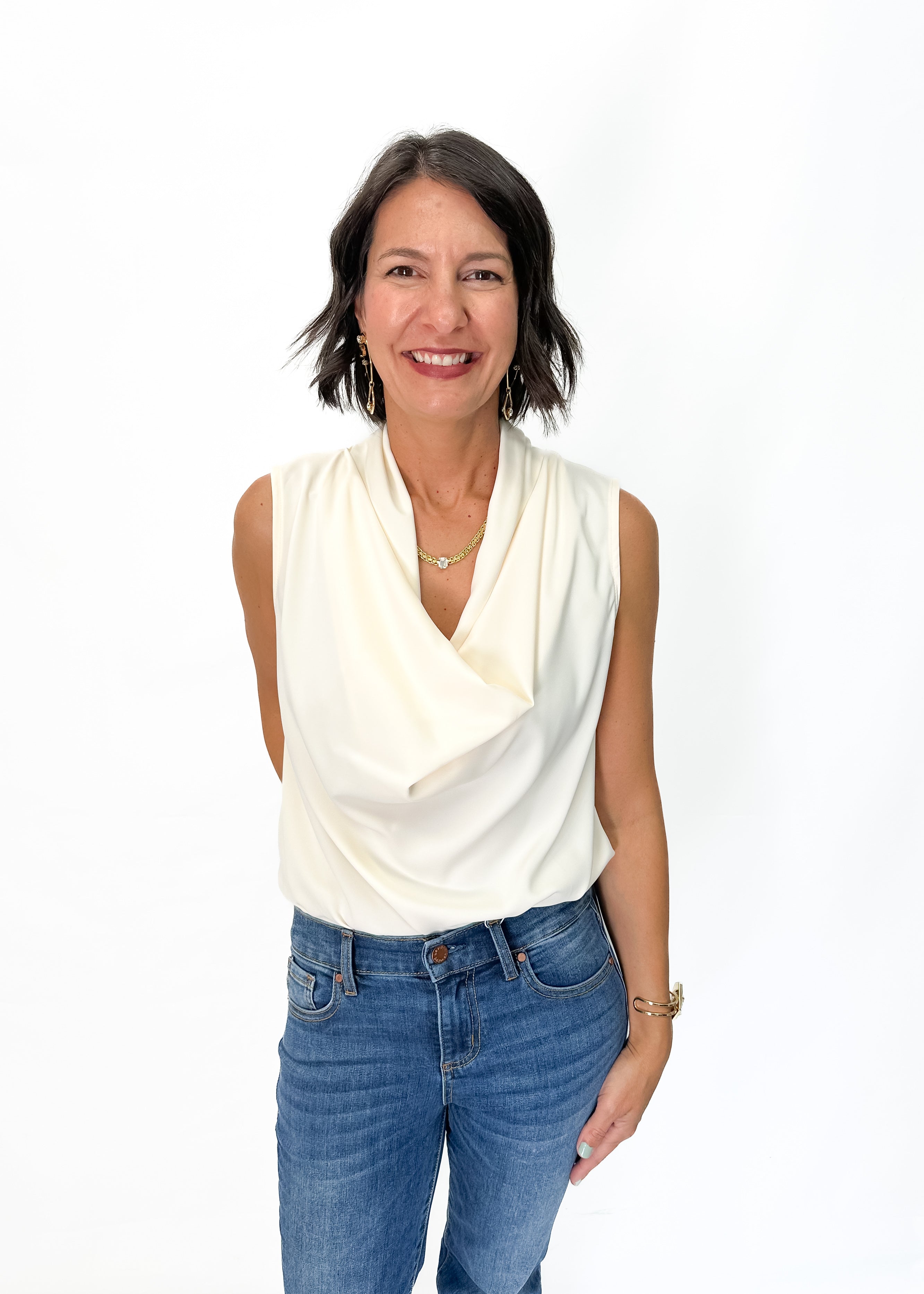 Bishop + Young Olivia Cowl Neck Top - Pearl - Gabrielle's Biloxi