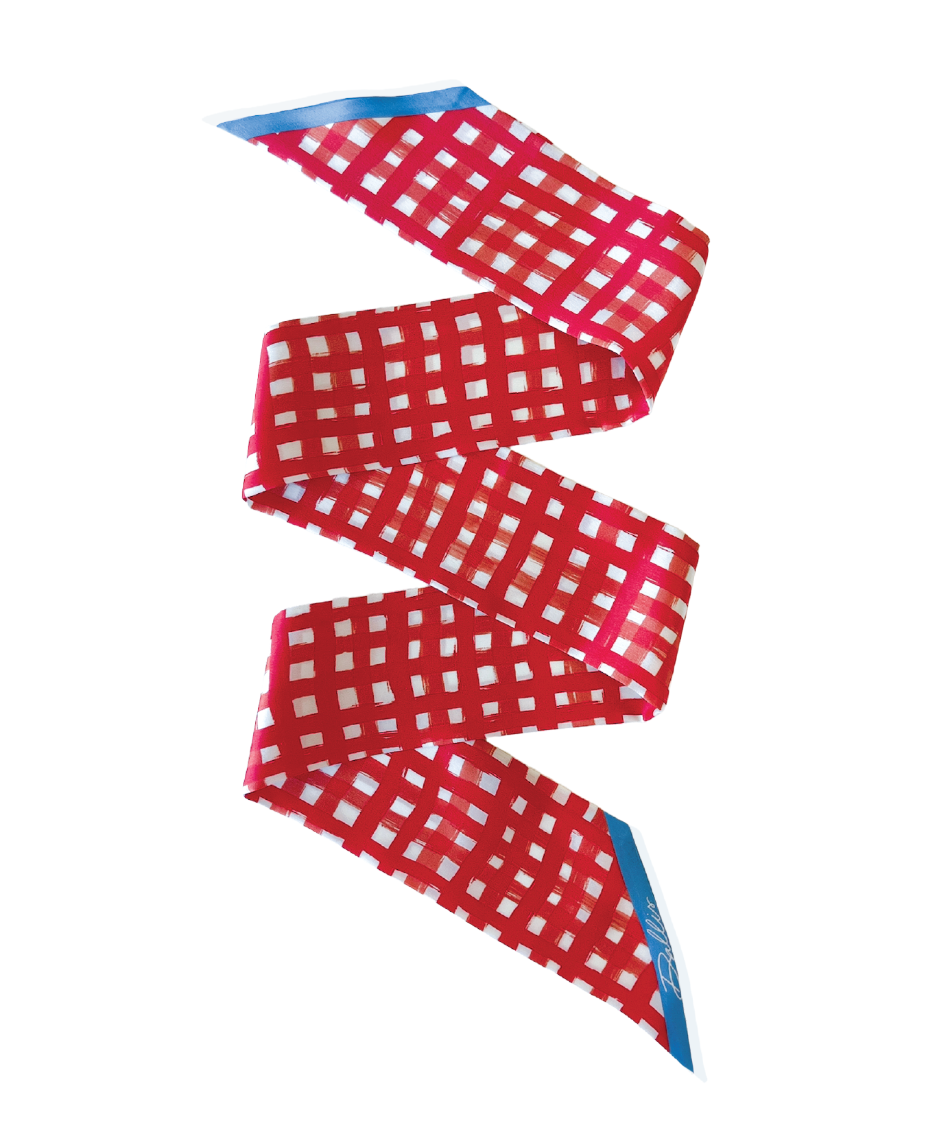 Tailgate Check Twilly in Red & Powder Blue