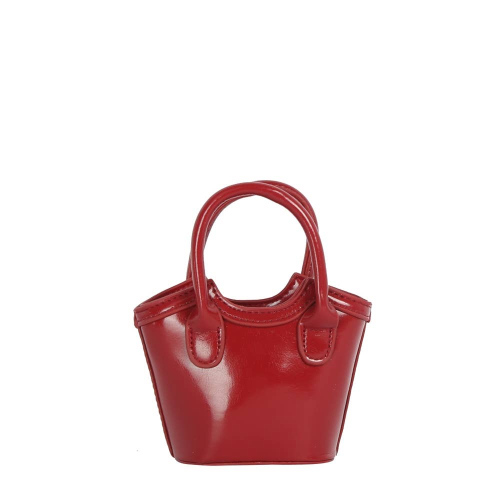 Polka Dot Patent Mini Bucket Tote - Red