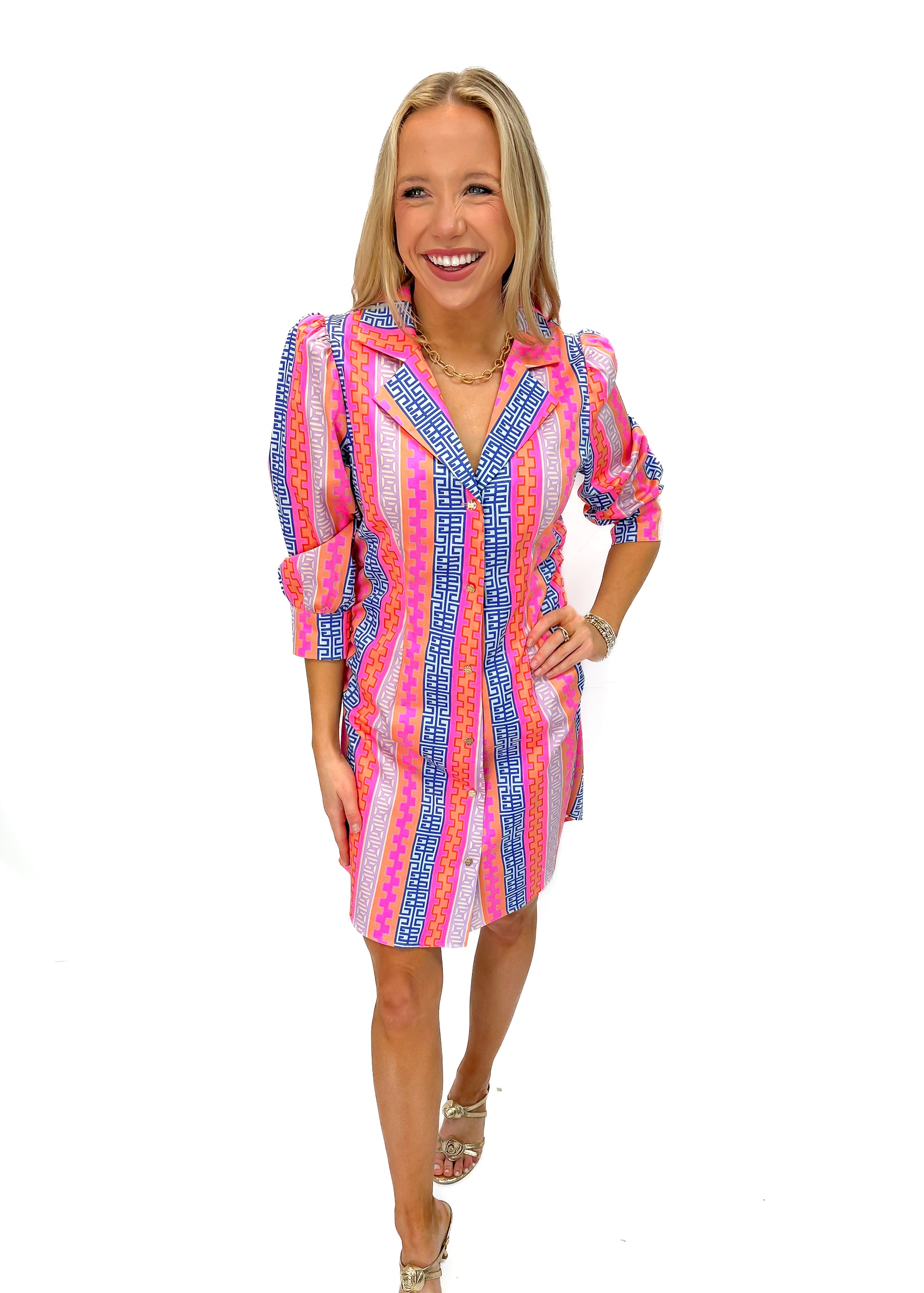 Emily McCarthy Felicity Dress - Geo Stripe - Gabrielle's Biloxi