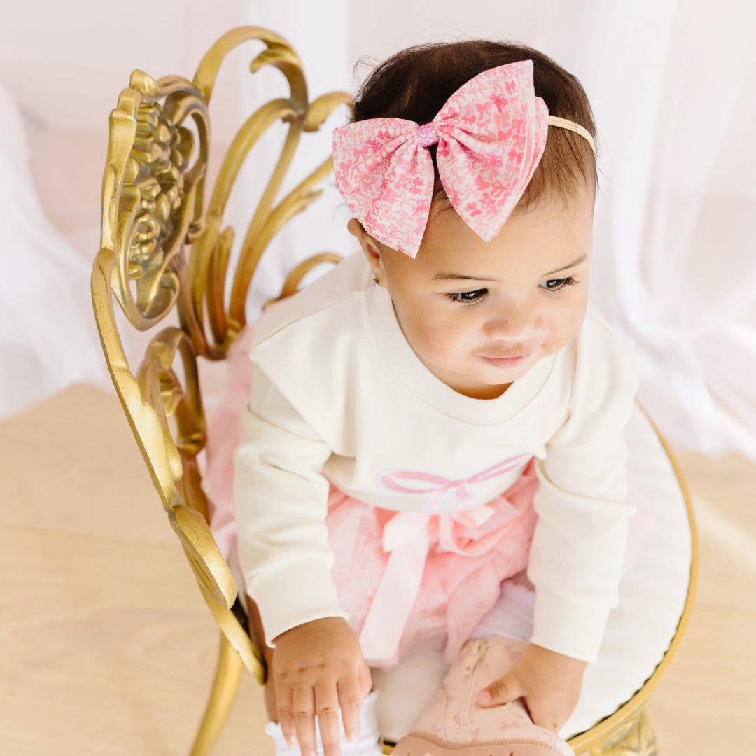 Coquette Bow Patch Long Sleeve Romper - Natural - Gabrielle's Biloxi