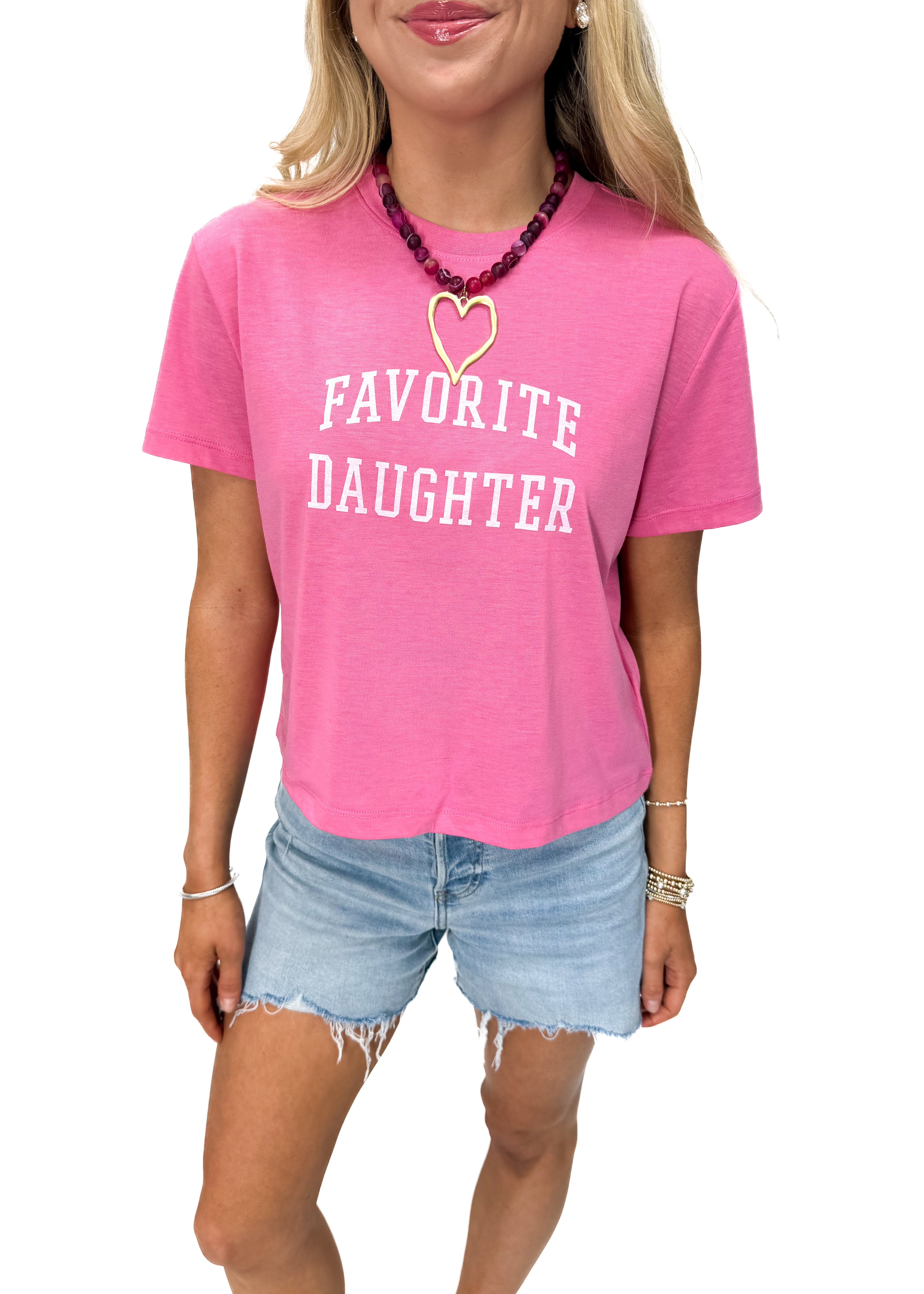 Favorite Daughter Cropped Collegiate Tee - Deep Rose - Gabrielle's Biloxi