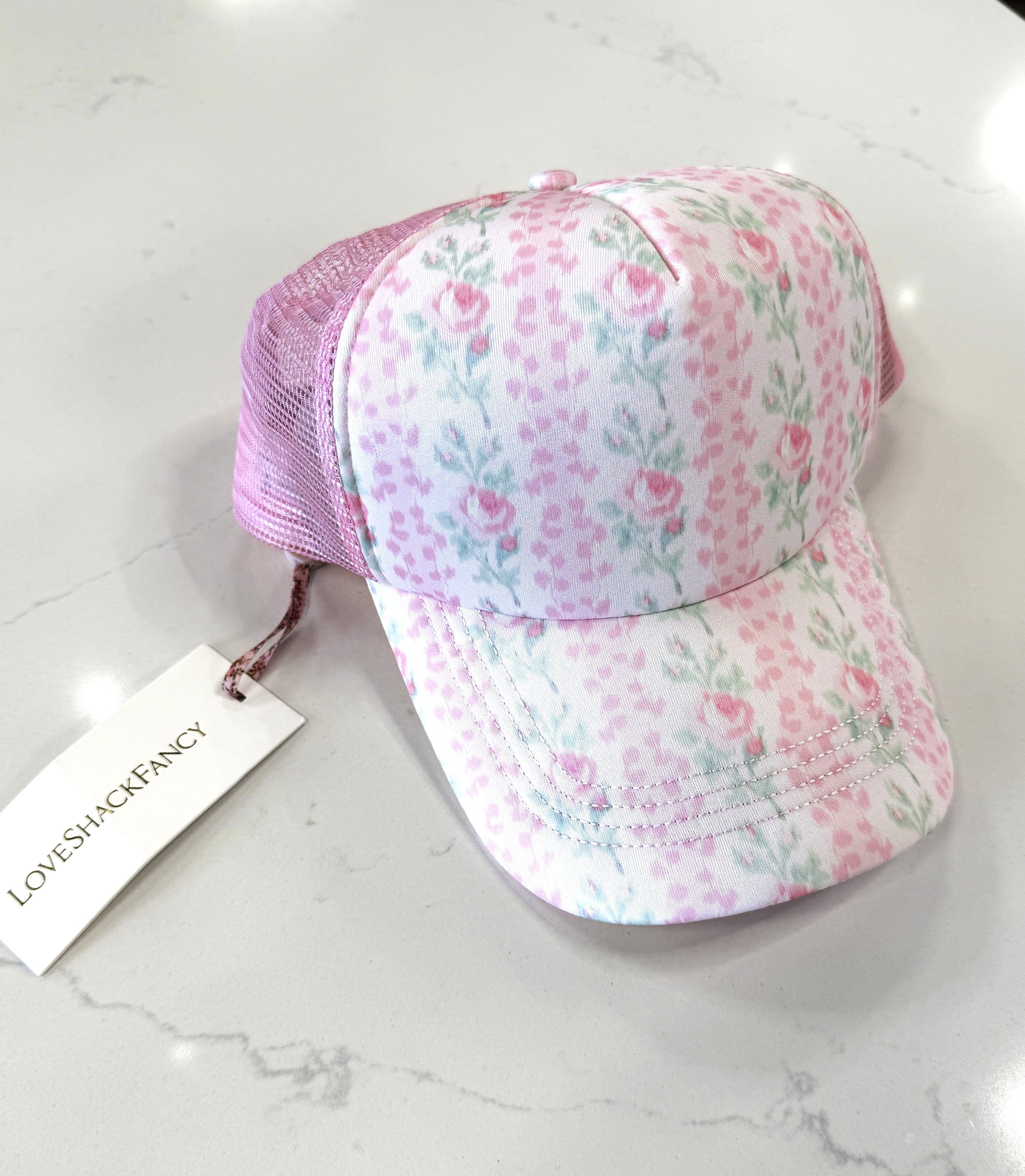 Love Shack Fancy Joni Trucker Hat - Strawberry Macaroon - Gabrielle's Biloxi