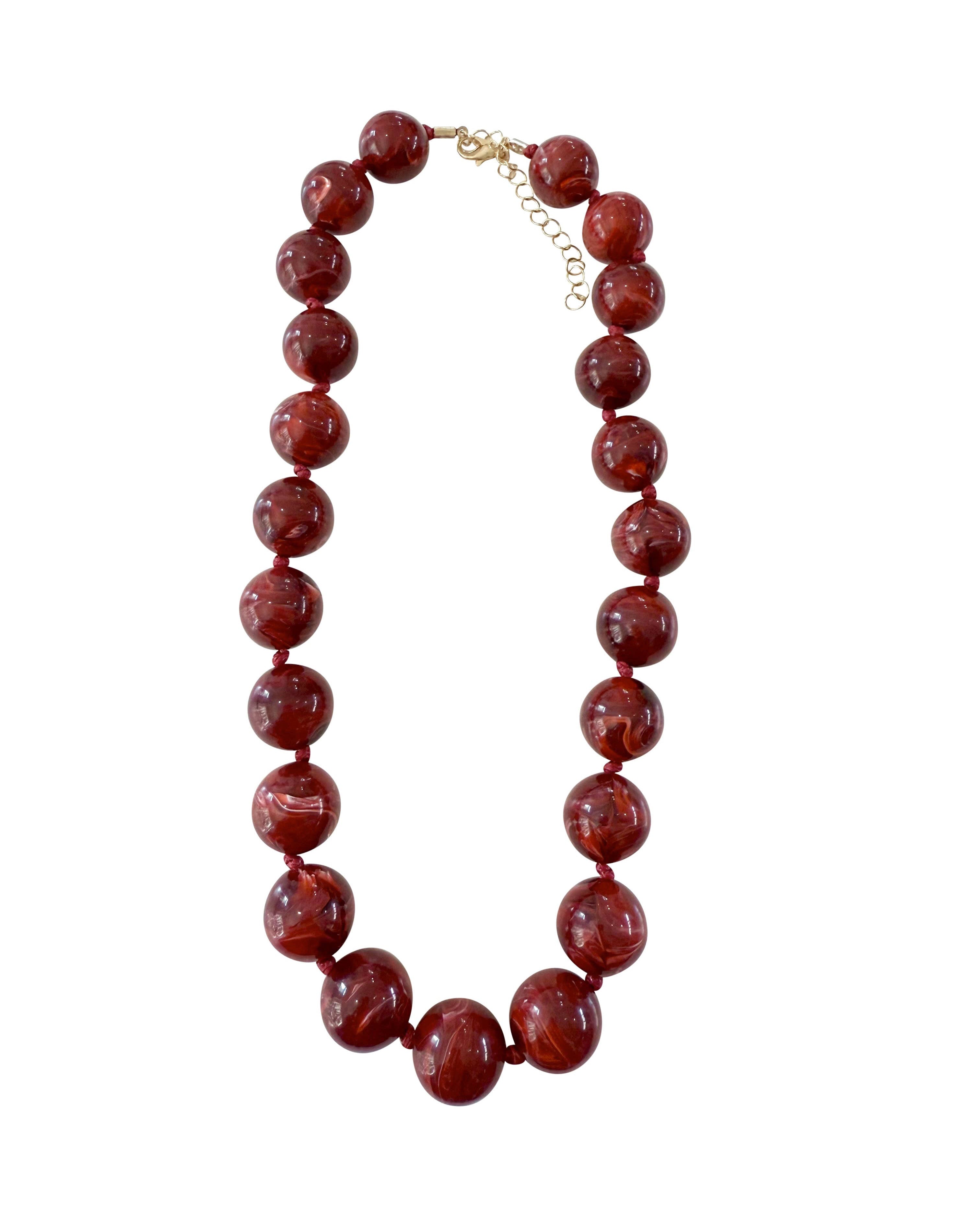 Mabry Chunky Beaded Necklace- Maroon