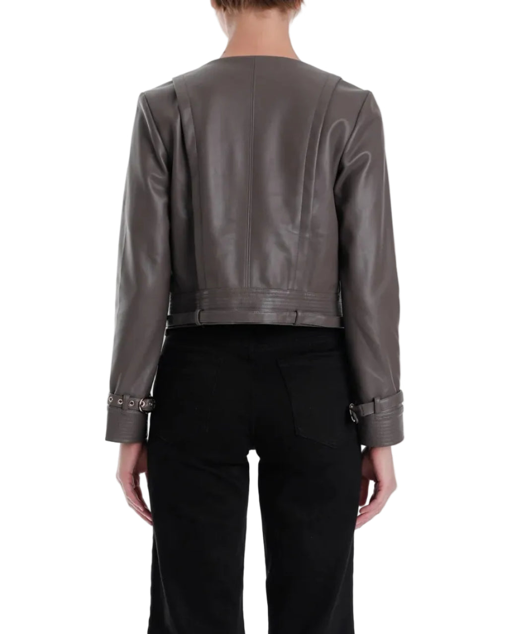 Karina Grimaldi Natalie Vegan Leather Jacket - Smoke Grey - Gabrielle's Biloxi