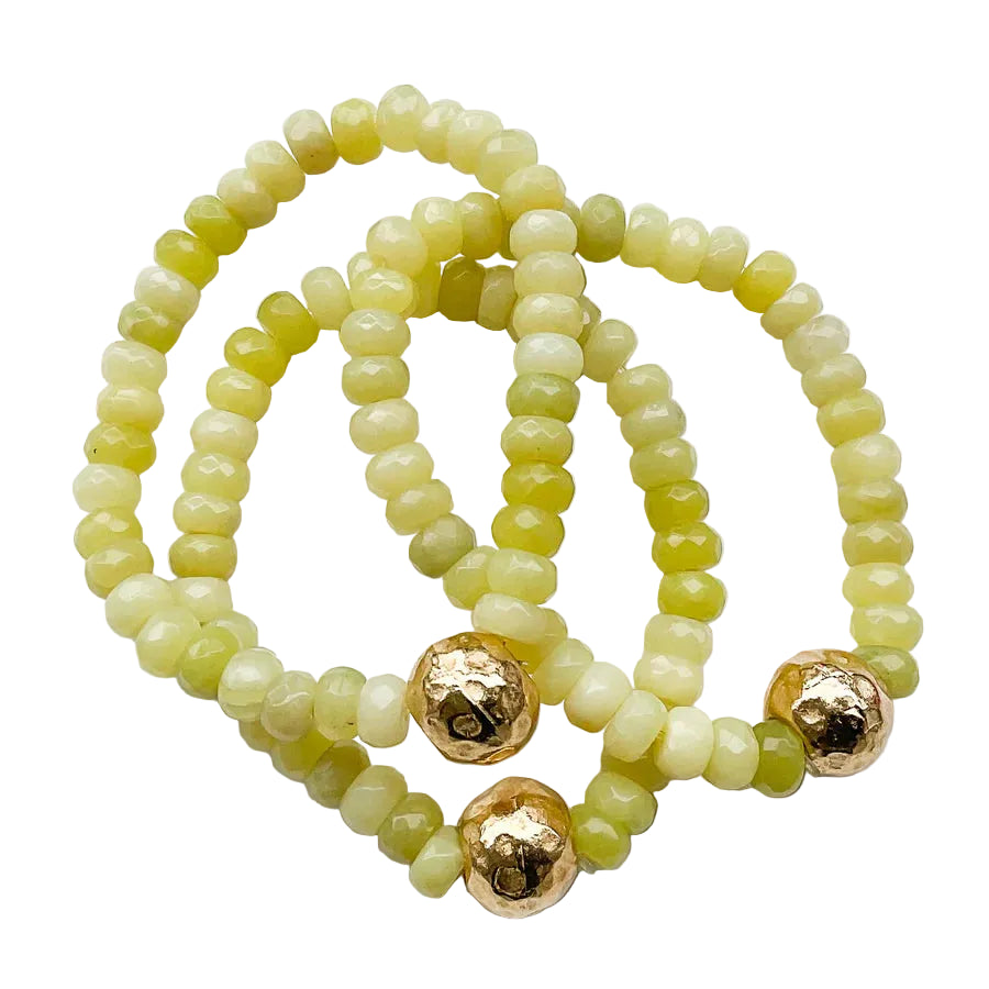 Rondelle Gemstone Ball Bracelet - Lime - Gabrielle's Biloxi