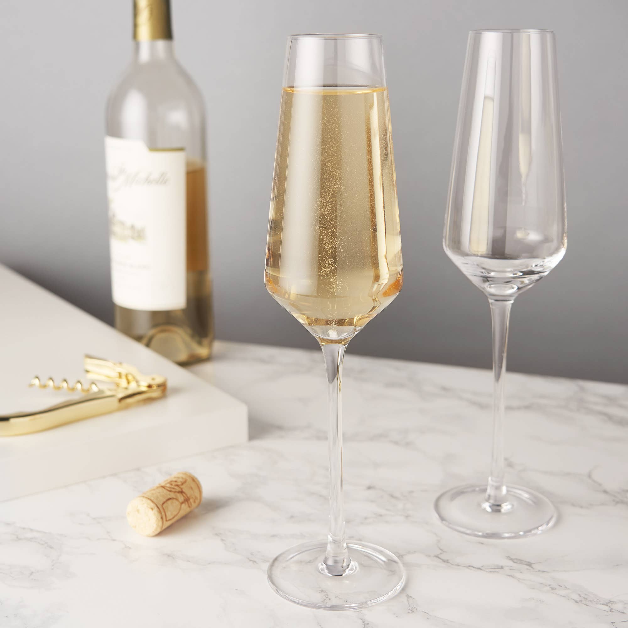 Raye™ Angled Crystal Champagne Flutes Set of 2