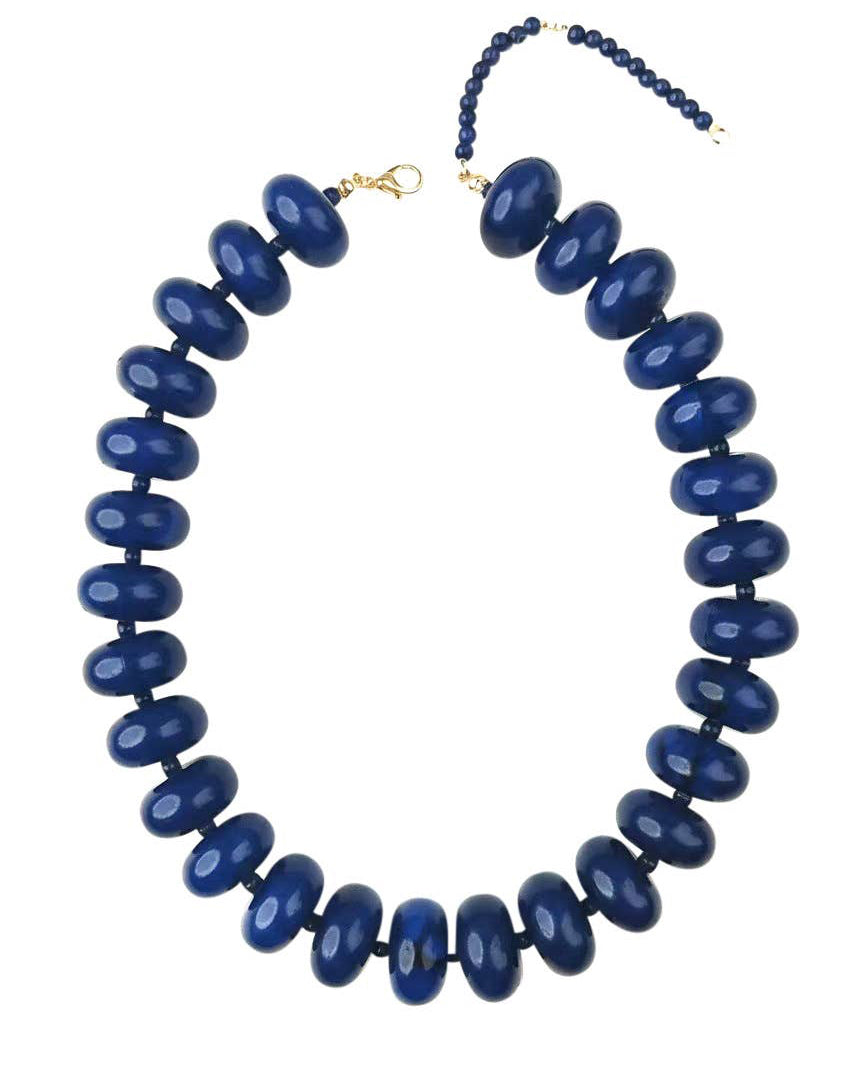 Bailey Chunky Beaded Necklace- Navy
