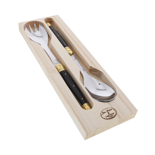 Jean Dubost Salad Servers in Black and Brass - Gabrielle's Biloxi