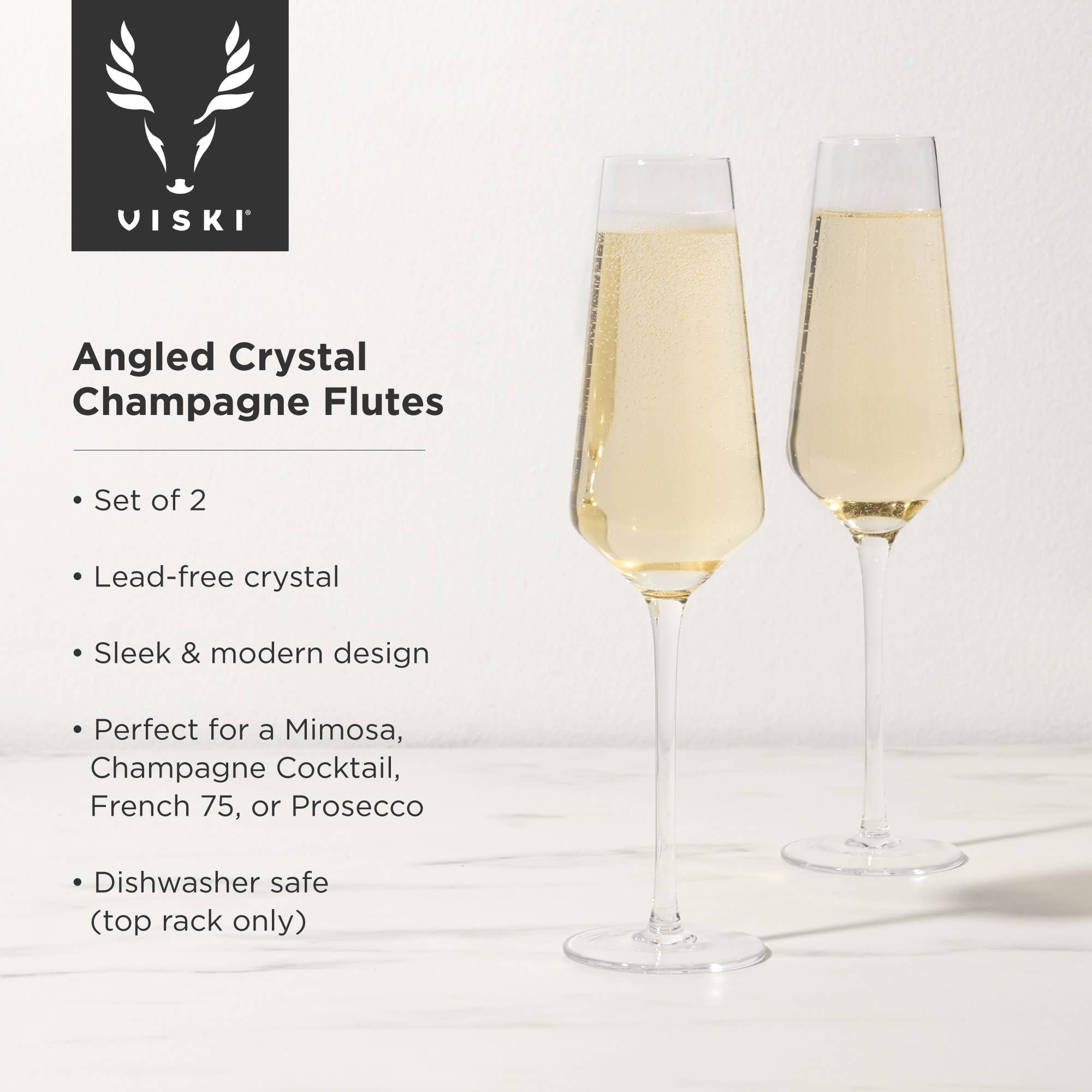 Raye™ Angled Crystal Champagne Flutes Set of 2