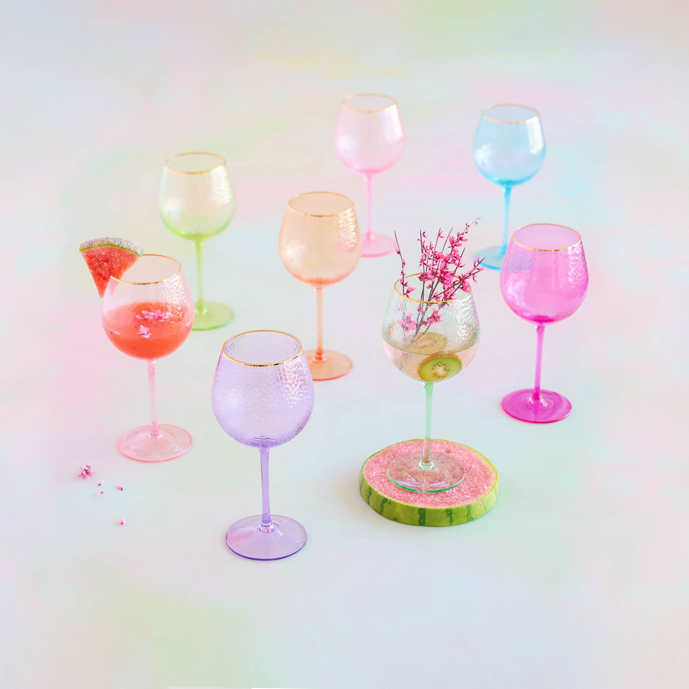Glitterville Rainbow Wine Glass Glass - 8.85" - Gabrielle's Biloxi