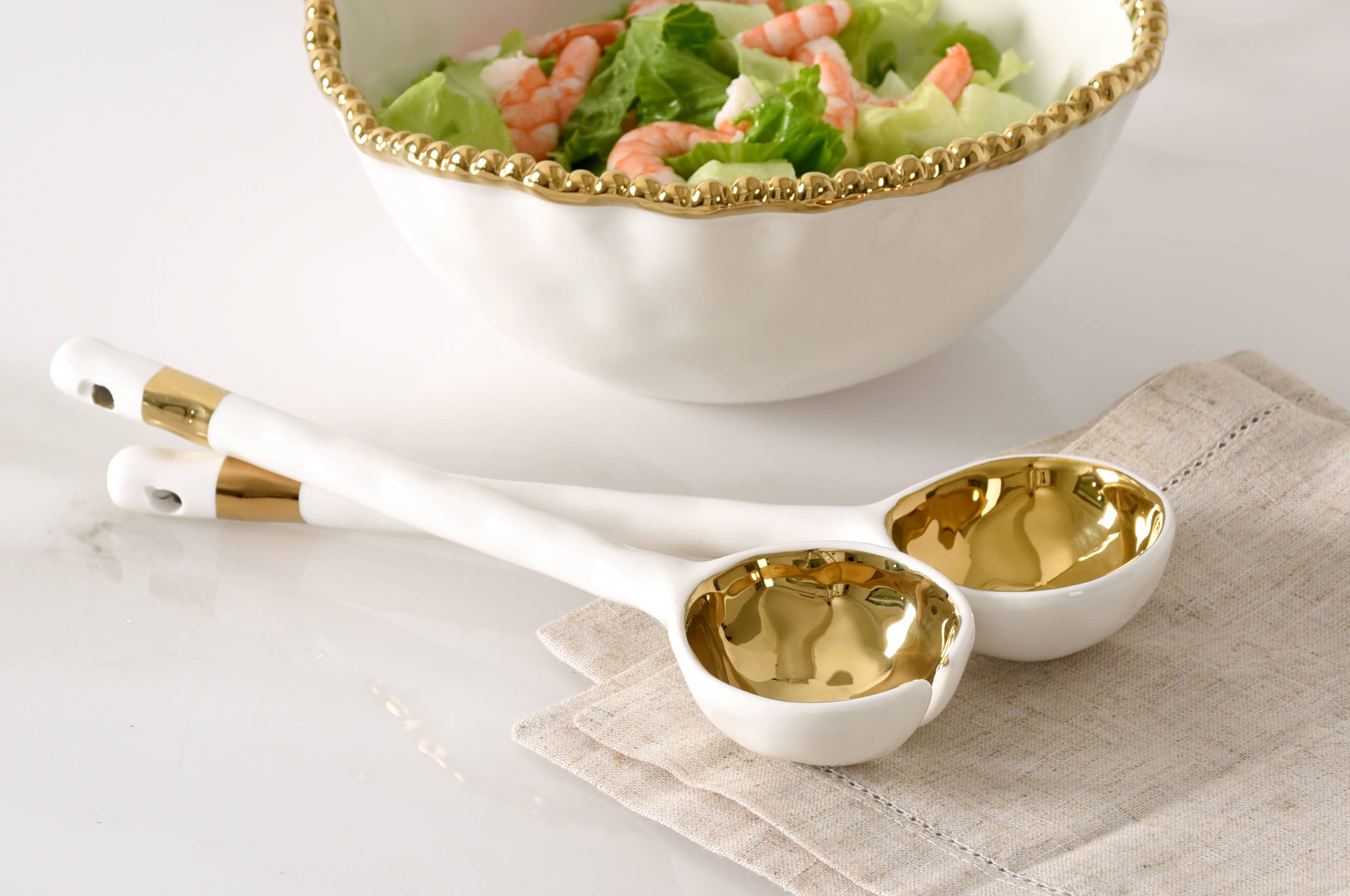 Pampa Bay Porcelain Salad Server Set - Gold